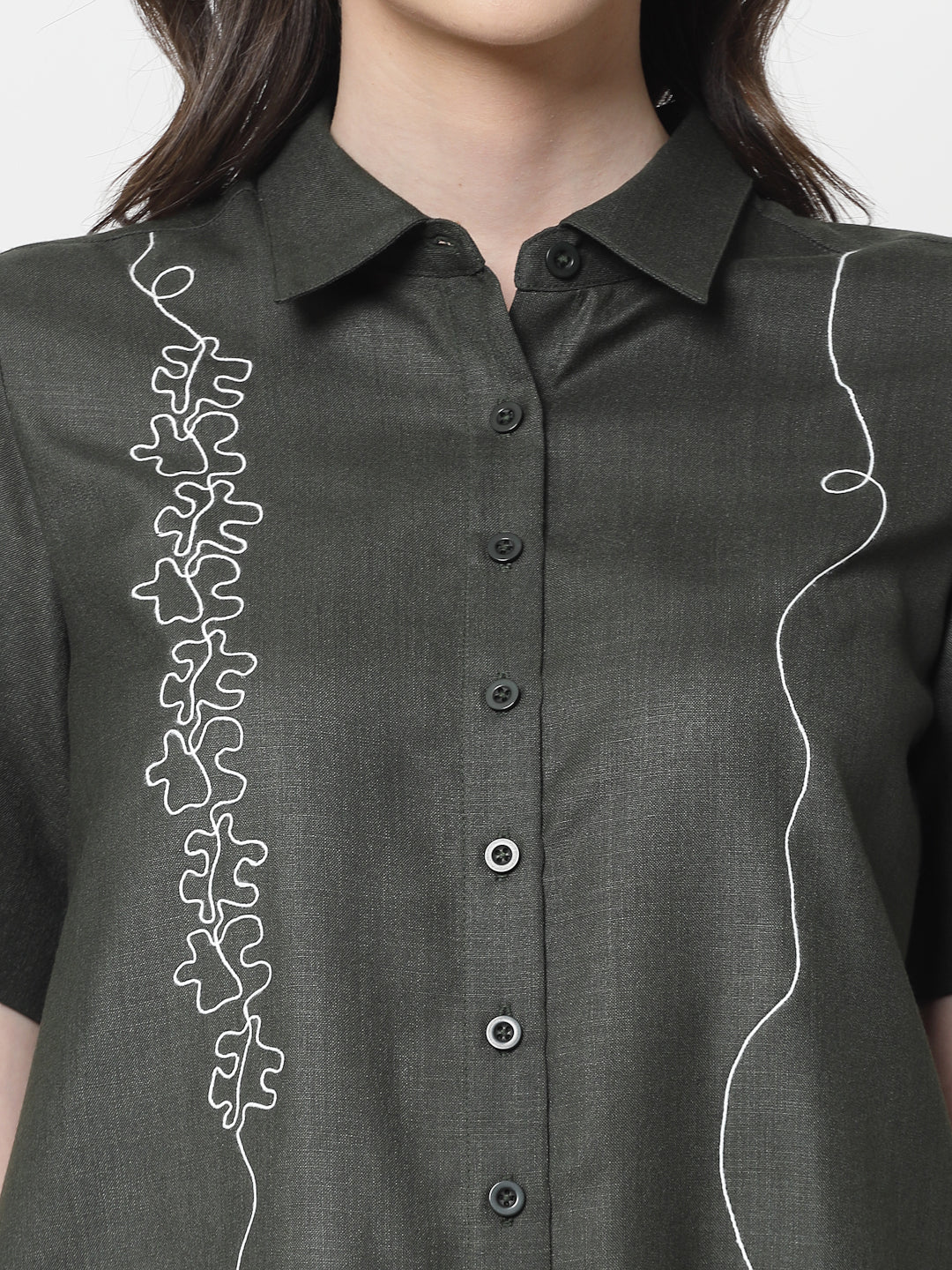 Buy Dark Green Long Tunic for Women-5