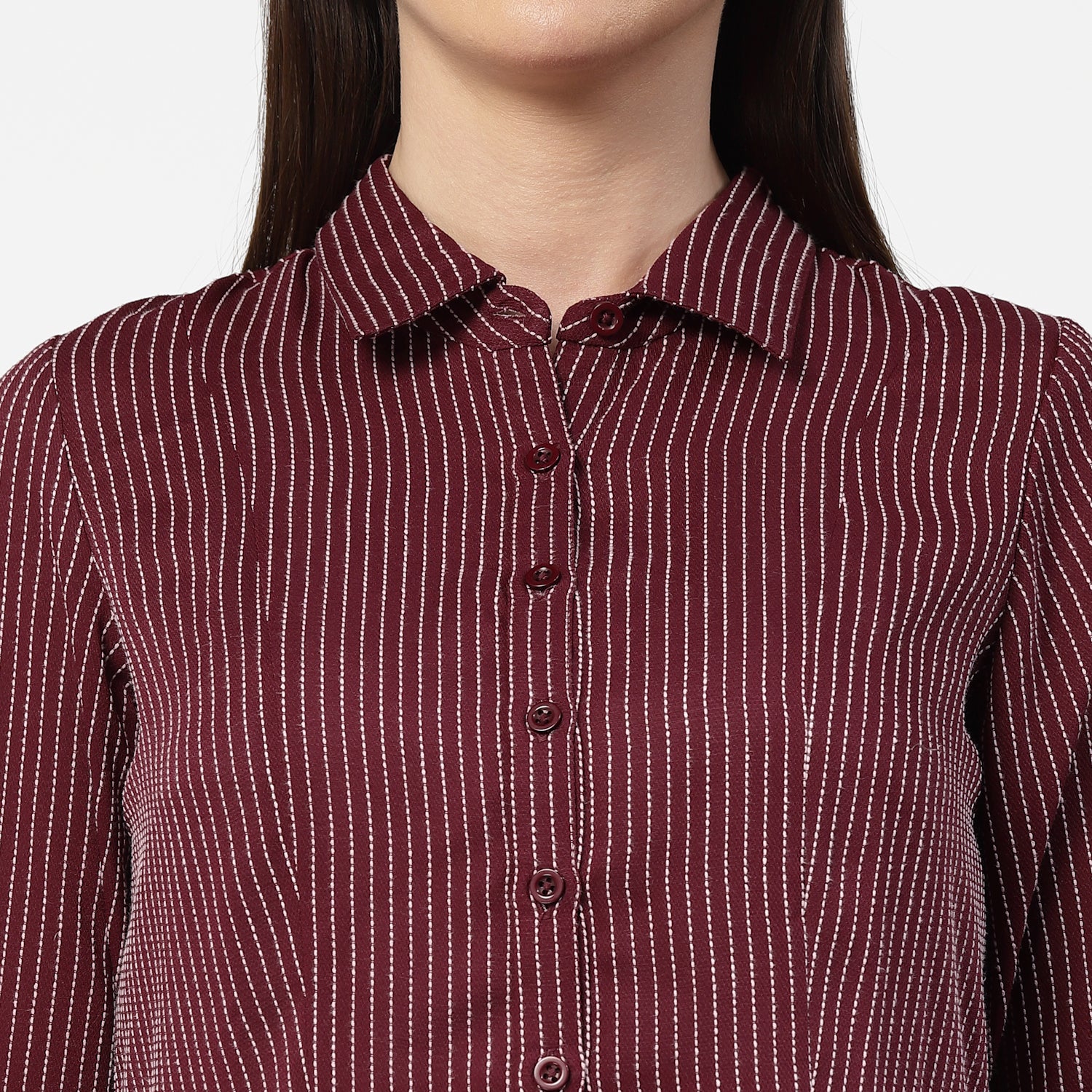 Dark Pink Asymmetrical Shirt With White Lines,womens formal shirts
cotton shirts for women
Ofiice shirts for women