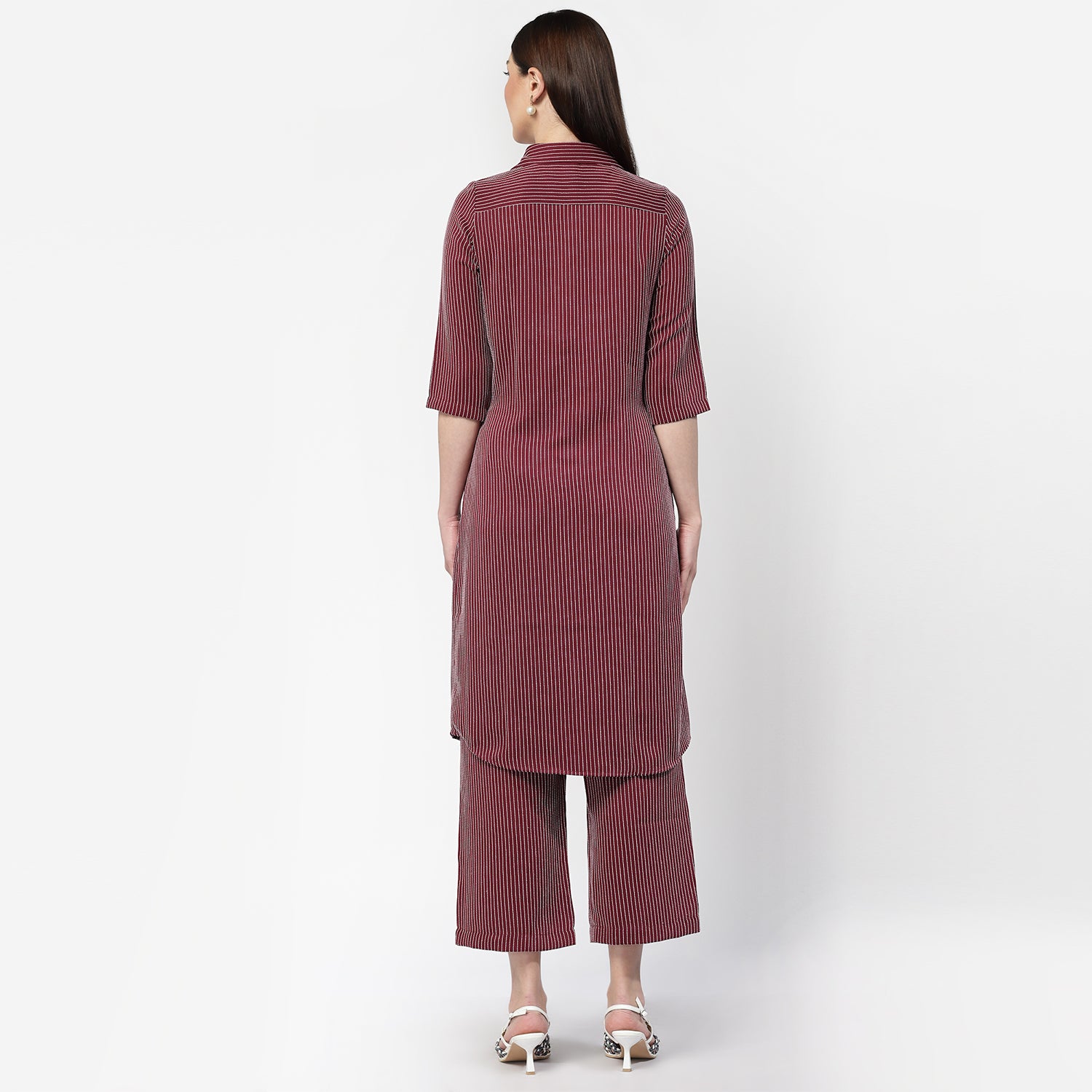 Dark Pink Shirt Tunic With Draw Stings, Chic Tunics for Office Wear: Modern Elegance Redefined