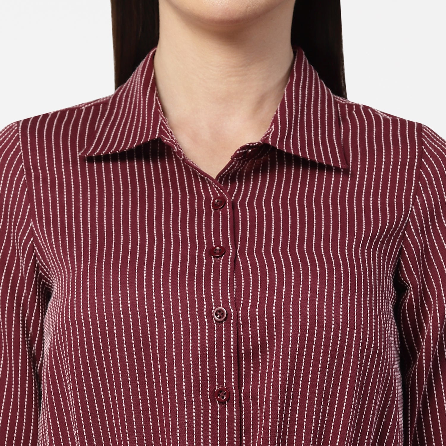 Dark Pink Shirt Tunic With Draw Stings, Chic Tunics for Office Wear: Modern Elegance Redefined