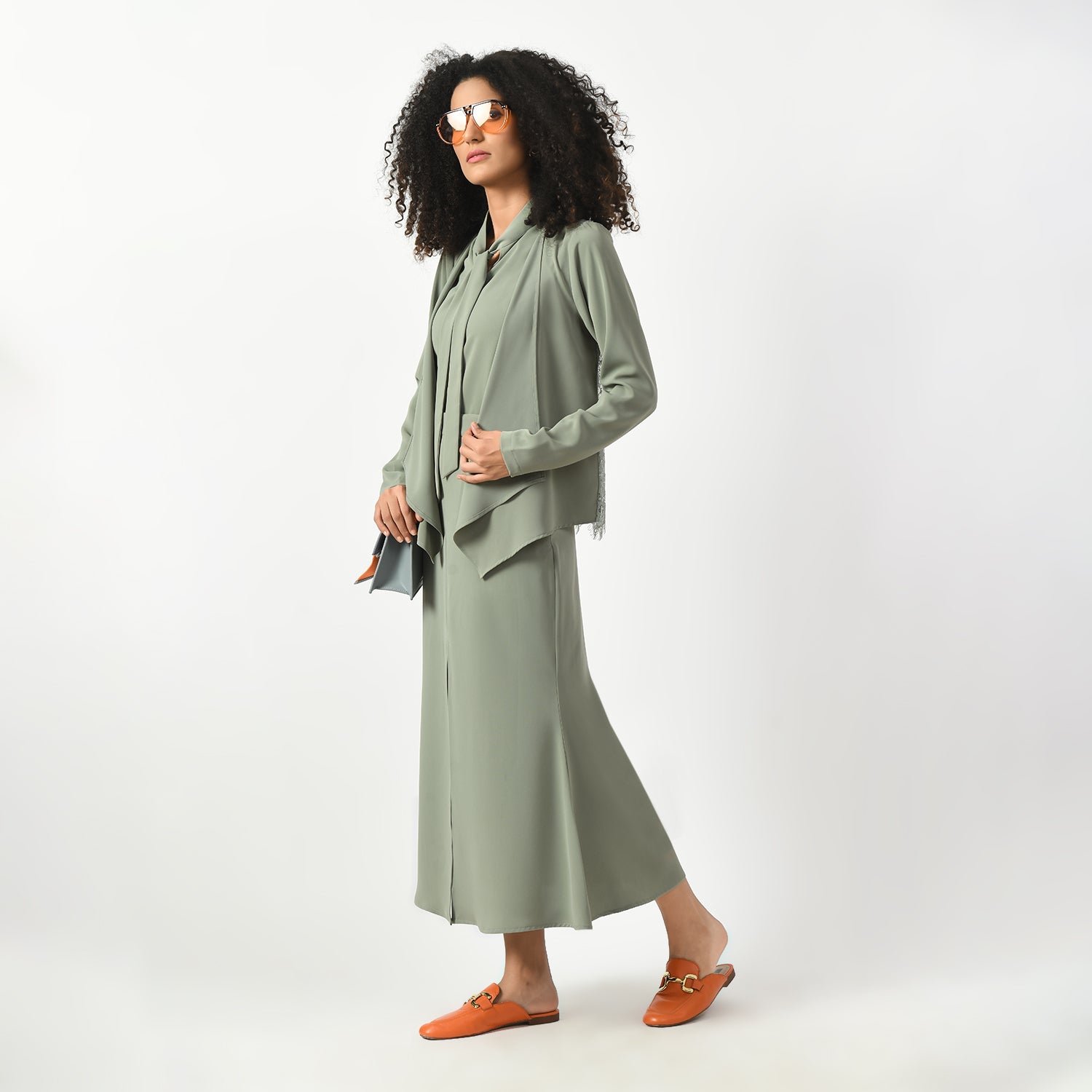 Dusty Green Asymmetrical Short Lace Jacket, short jacket with lace, short lace jacket, dusty green jackets, asymmetrical jackets, Power Dressing Essentials,Chic Layers for Office Looks ,Smart Jackets for Professionals