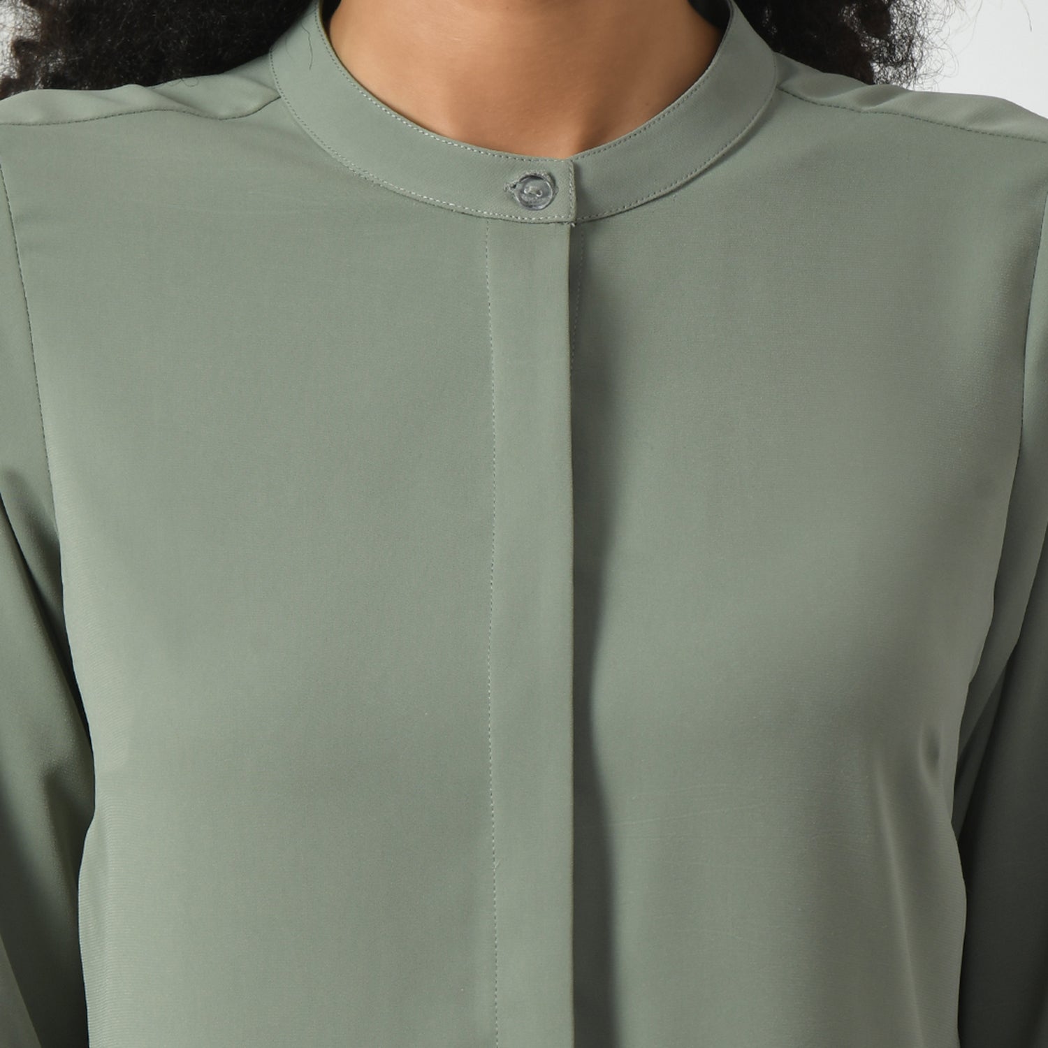 Dusty Green Office Wear Tunics for Women-3
