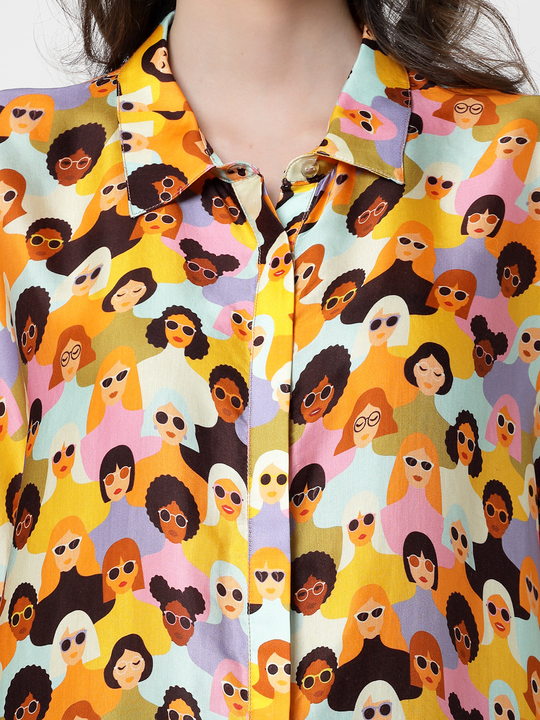 Face Print Long Shirt for Women-6