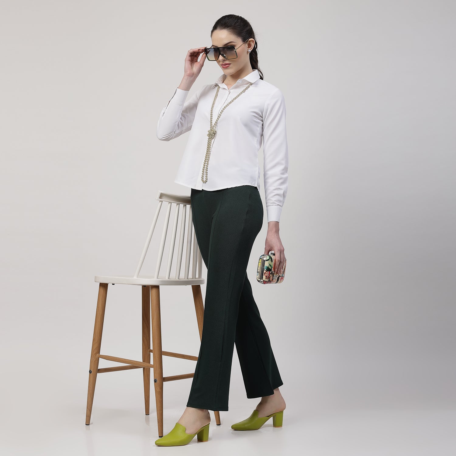 กางเกงเลกกิ้งขายาวสีเขียวไลครา