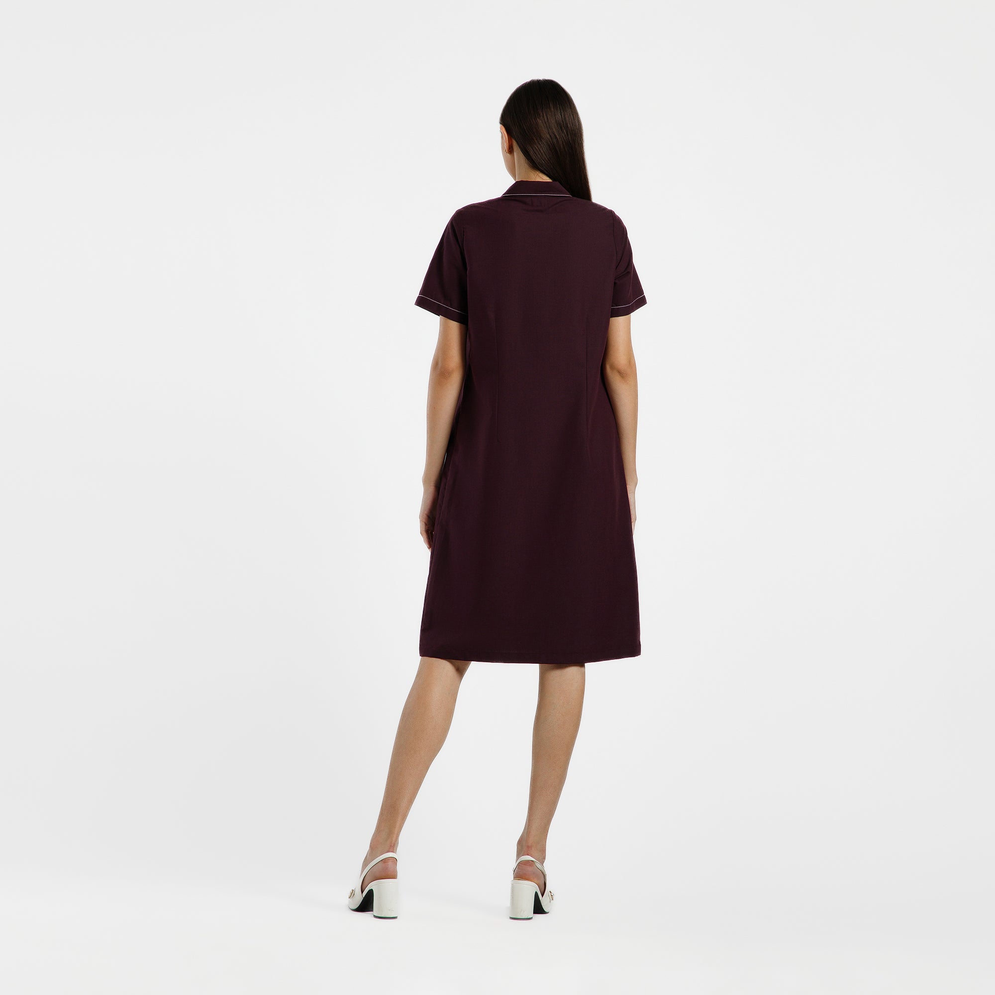 Prune Trench Coat With Top Stitch