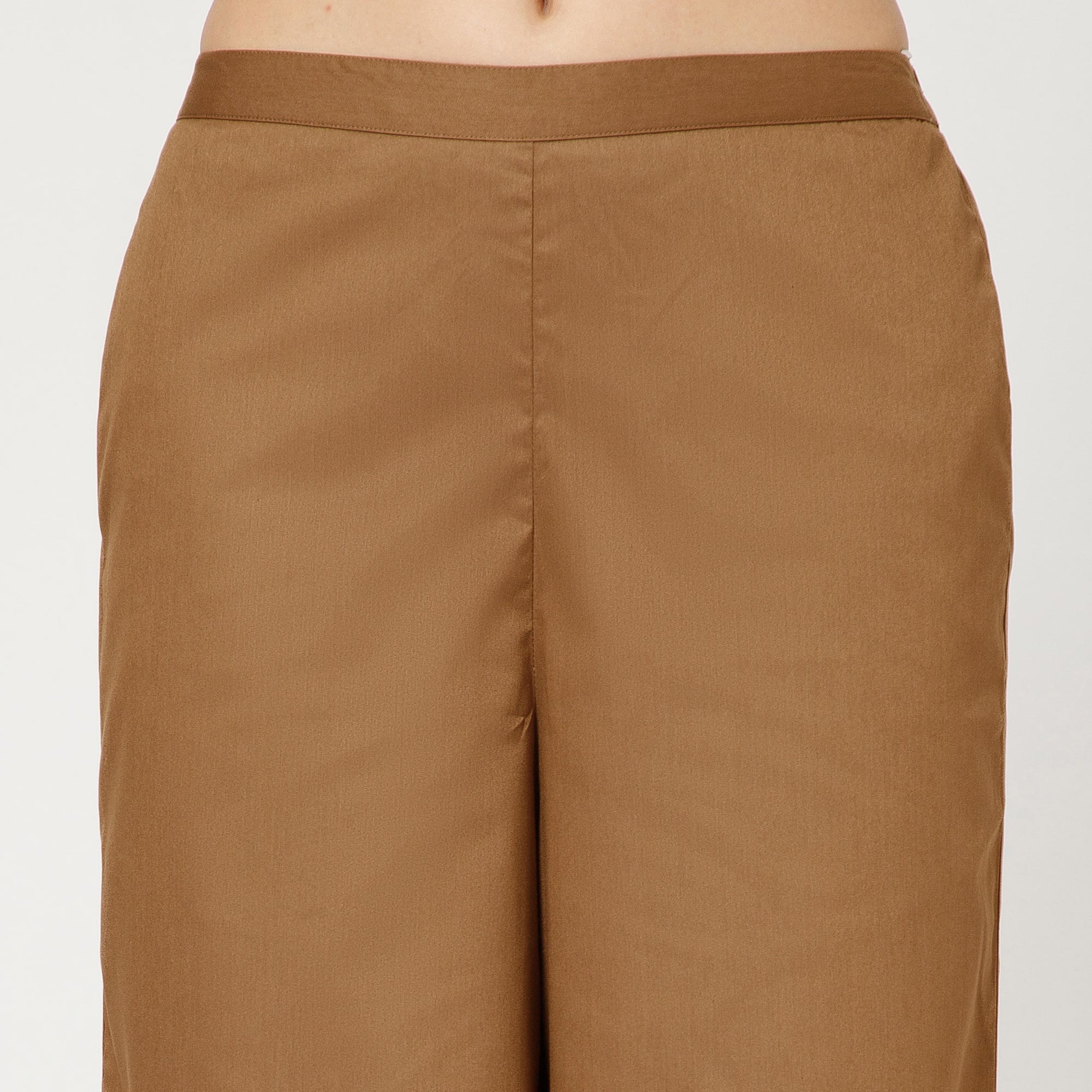 Brown Cotton Blend Palazzo