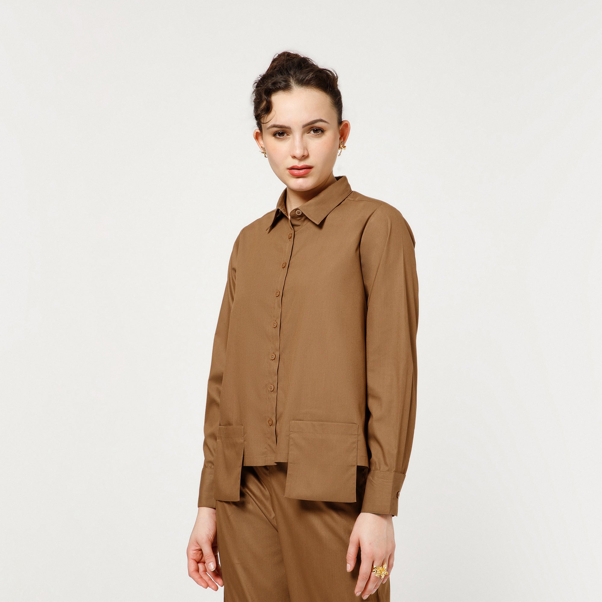 Brown Shirt With Visible Pocket