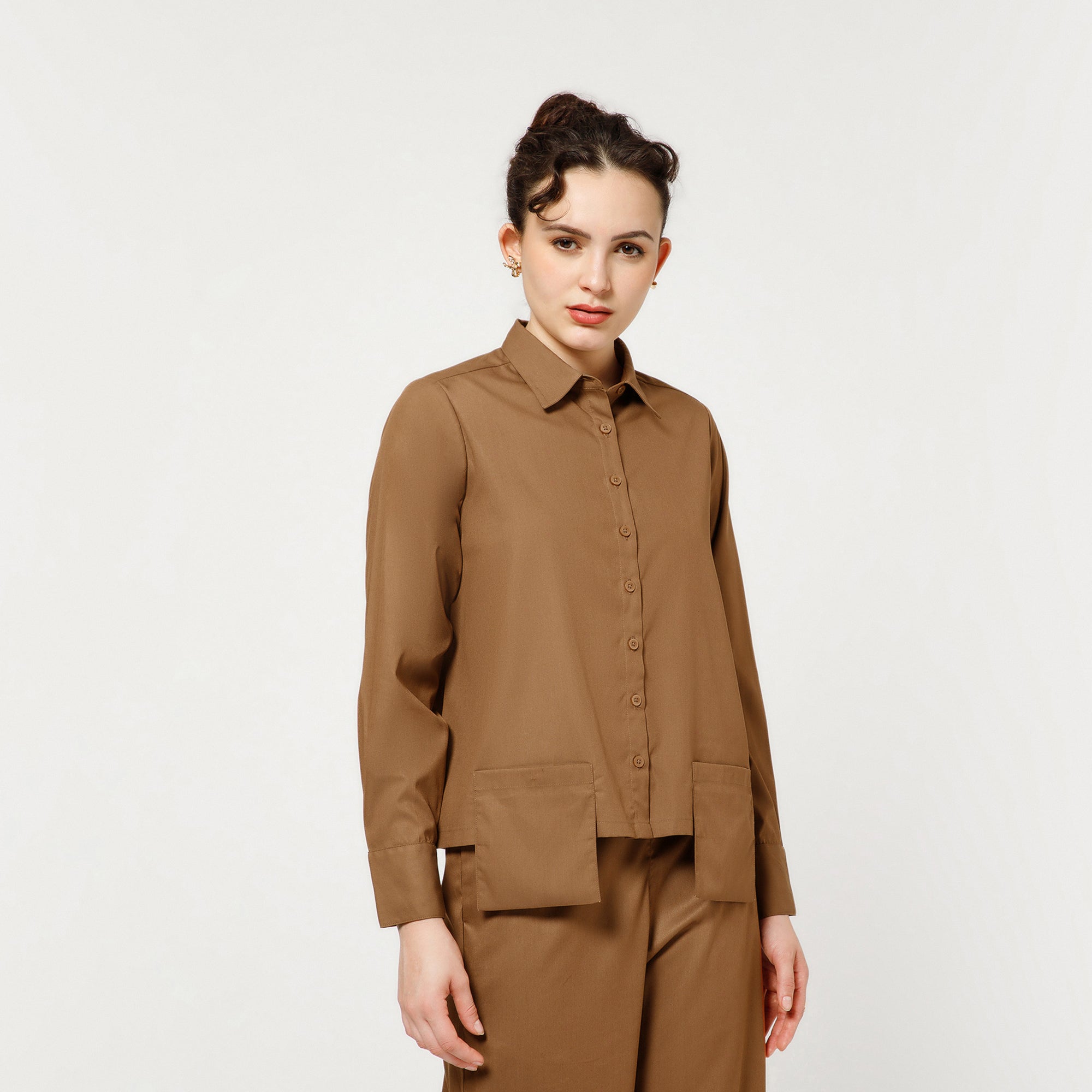 Brown Shirt With Visible Pocket