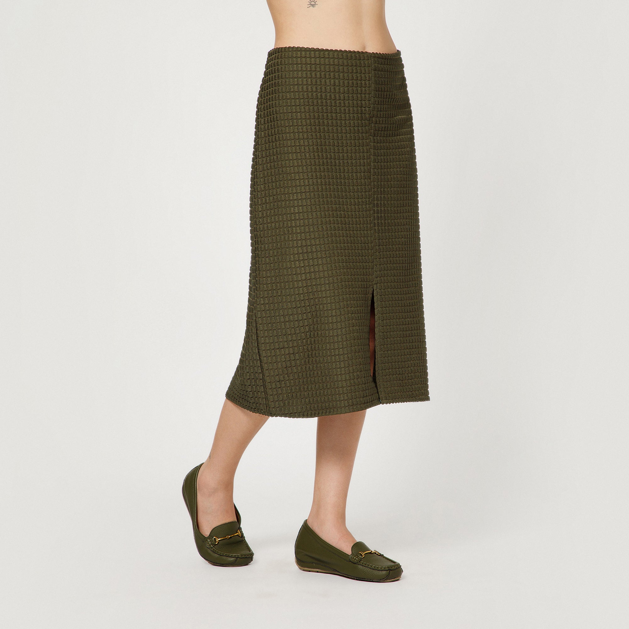 Olive Textured Skirt