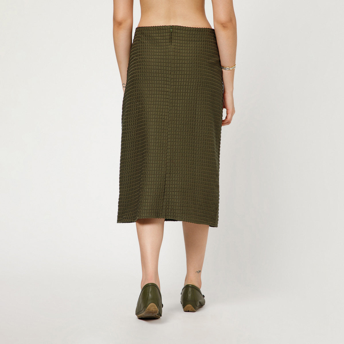 Olive Textured Skirt