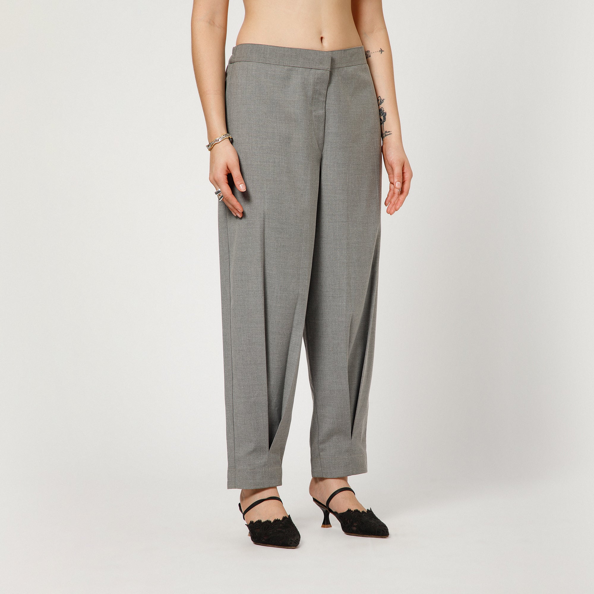 Light Grey Pant With Bottom Pleat