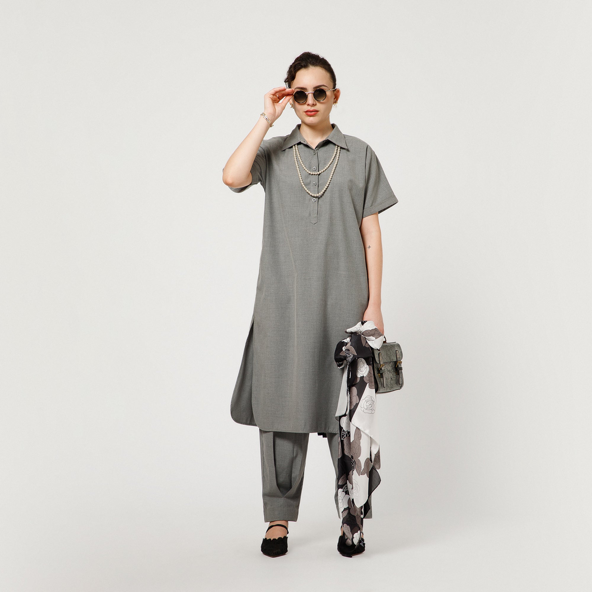 Light Grey Pant With Bottom Pleat