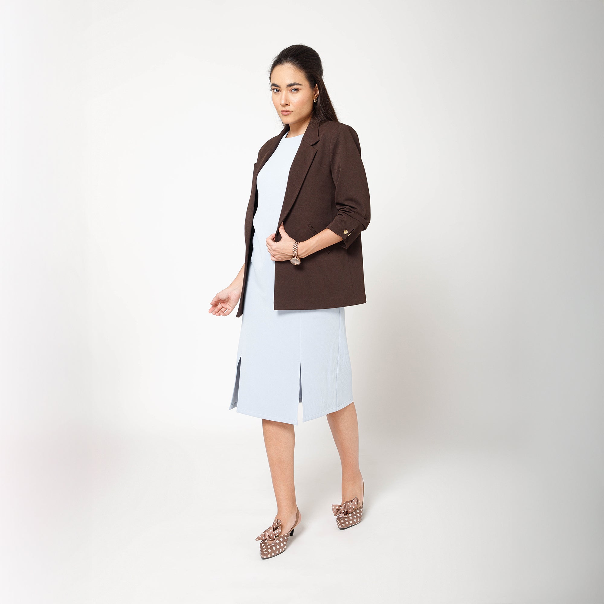 Saree Jute Beige Dengan Mutiara