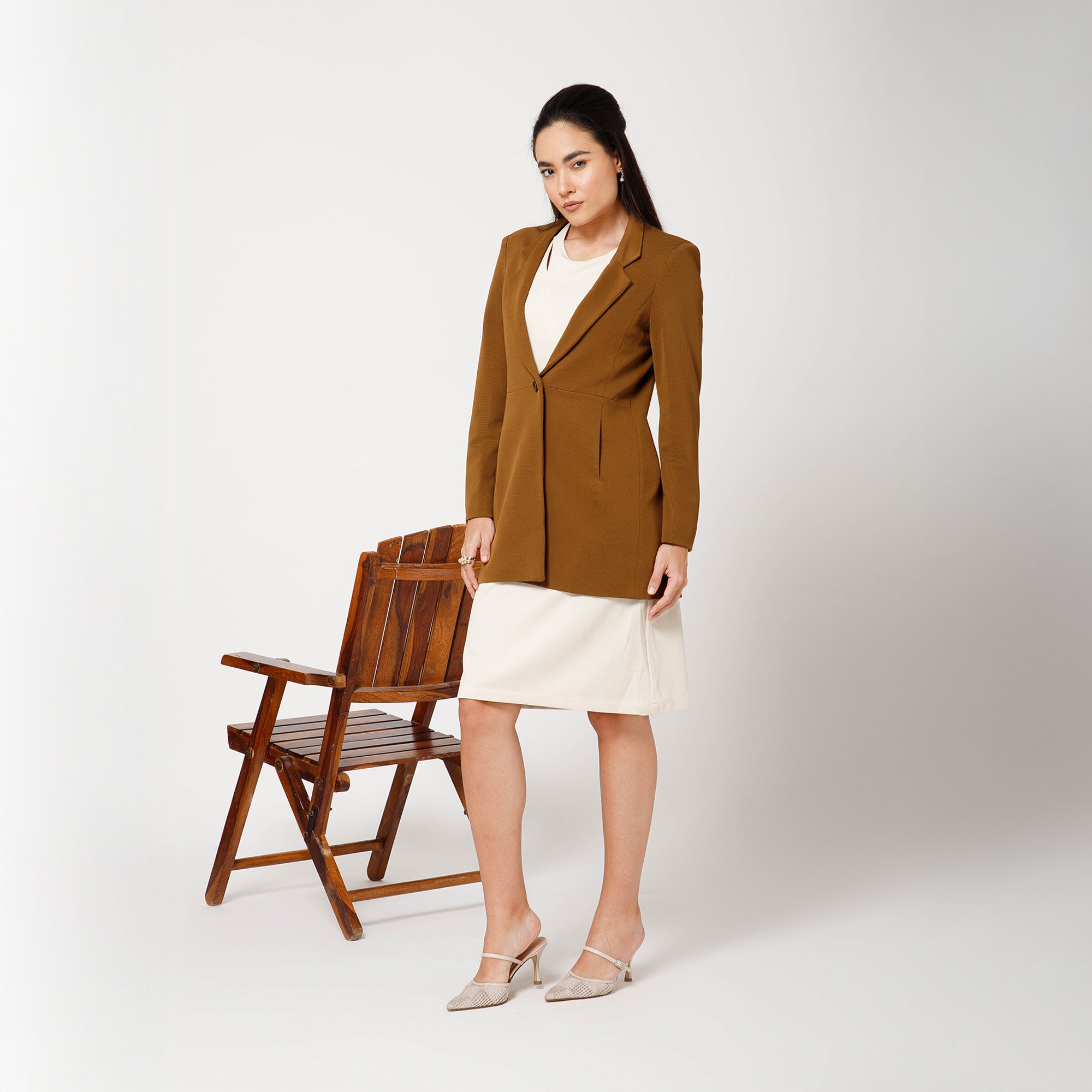 Mustard Textured Jacket With Pockets