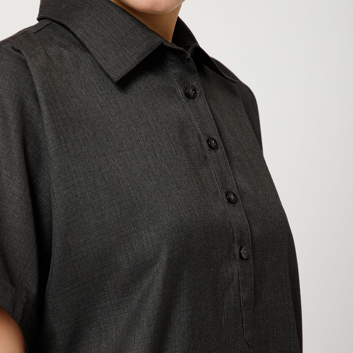 Dark Grey Tunic With Grey Ribbon
