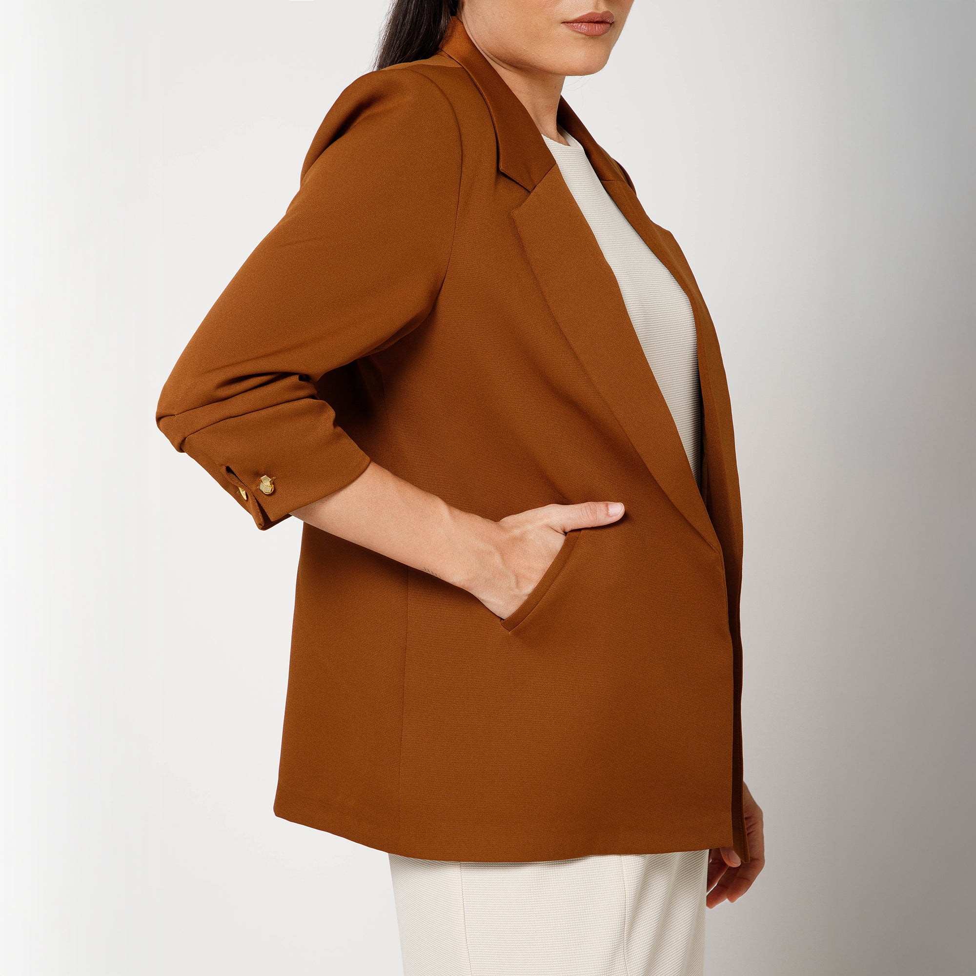 Saree Jute Beige Dengan Mutiara