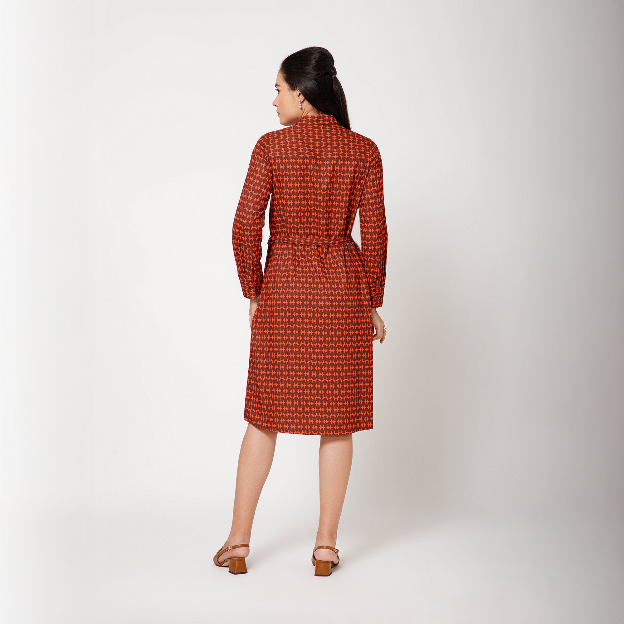 Orange and Brown Drop Print Long Shirt