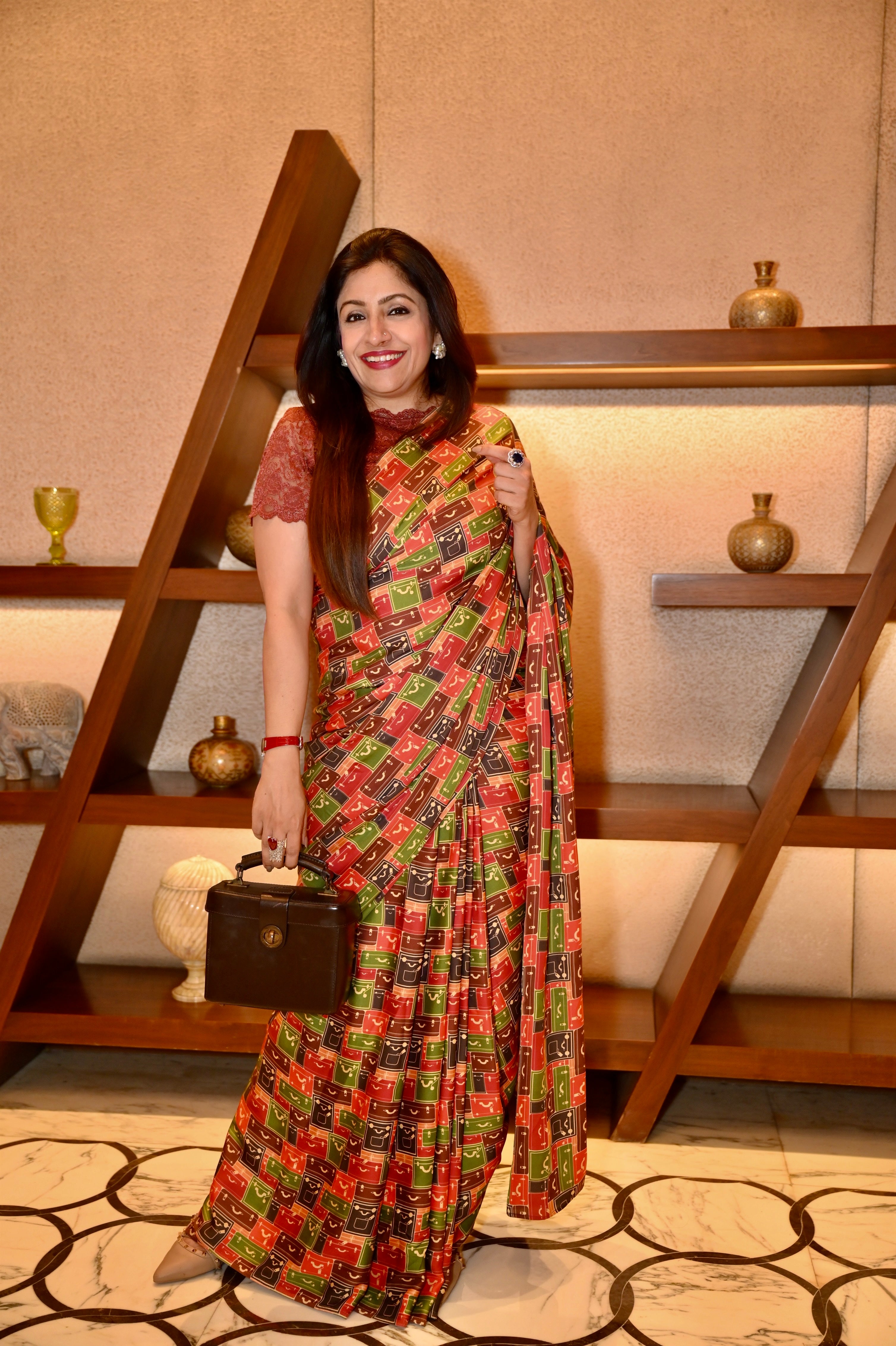 Saree Cetakan Kotak Pelbagai Warna