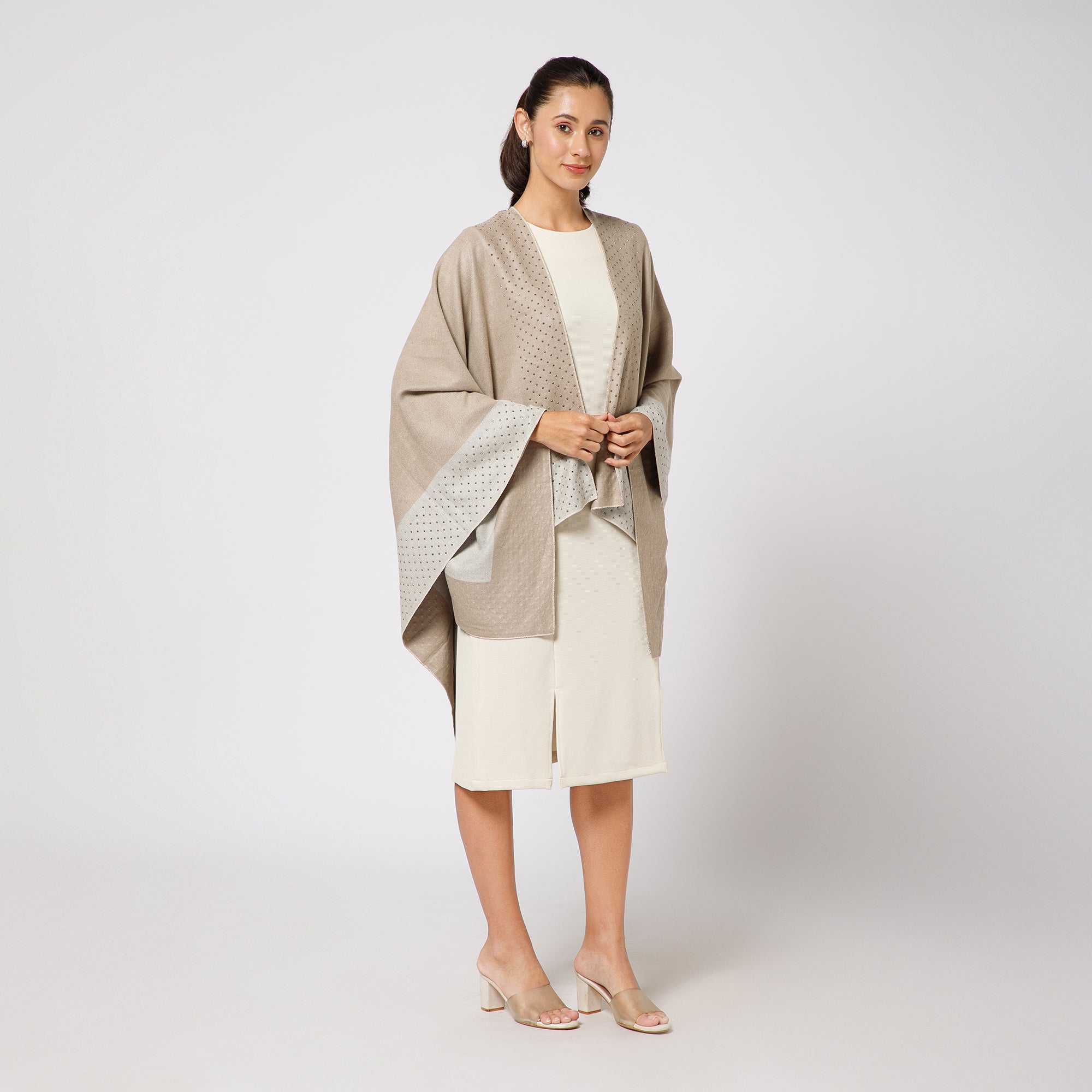 Stylish Beige Cape for Women-3