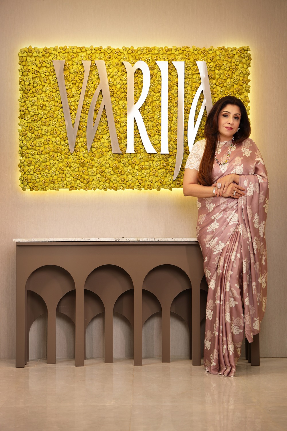 Lavender Floral Print Saree, Professional Sarees for Women—Traditional Workwear Elegance