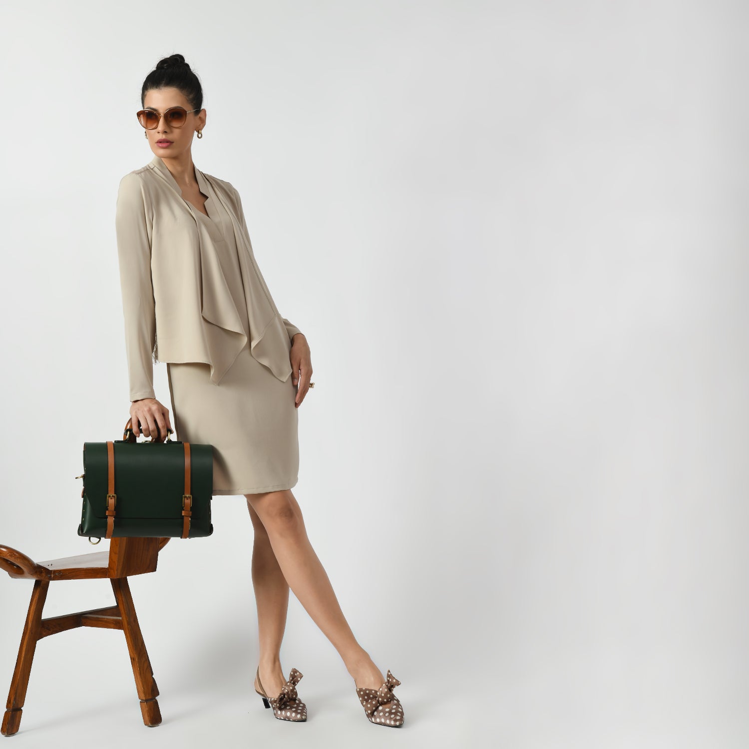 Light Beige Asymmetrical Short Lace Jacket