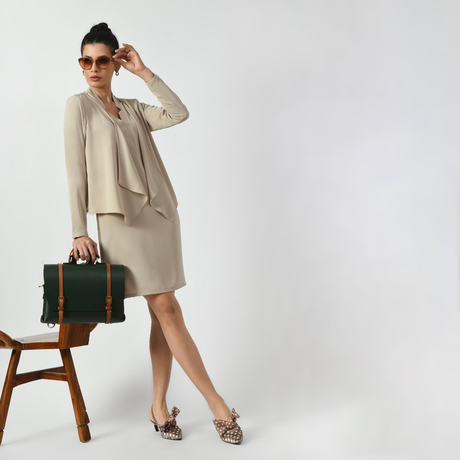 Light Beige Asymmetrical Short Lace Jacket-6