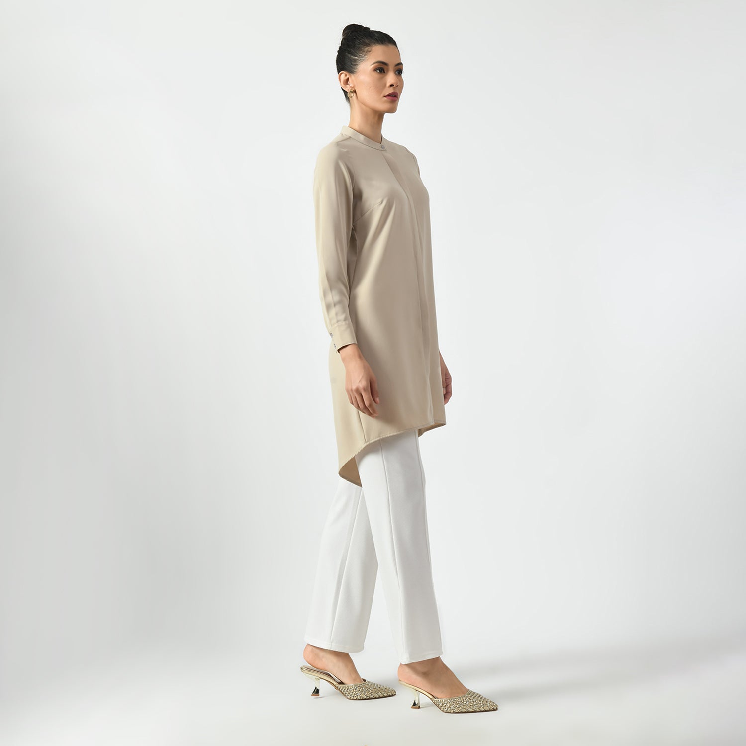 Light Beige Work Wear Tunics for Women-2