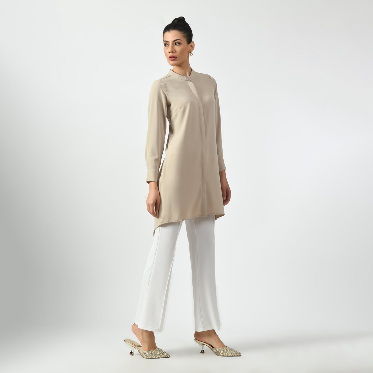 Light Beige Work Wear Tunics for Women-6