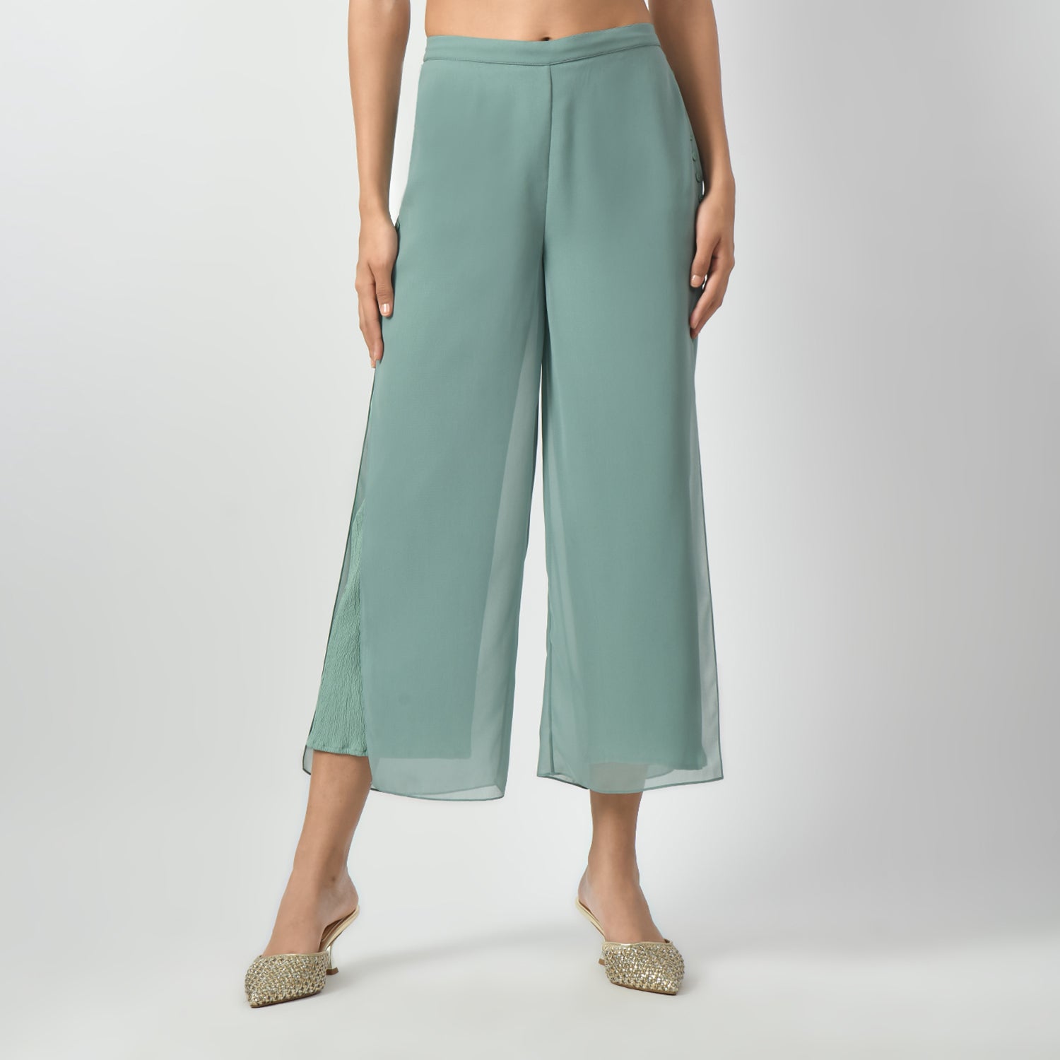 Light Green Crepe Georgette Plazzo