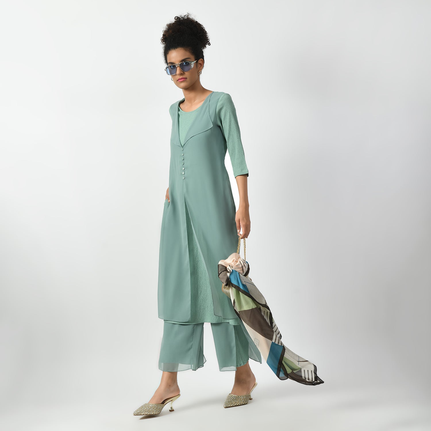 Light Green Crepe Georgette Plazzo-6