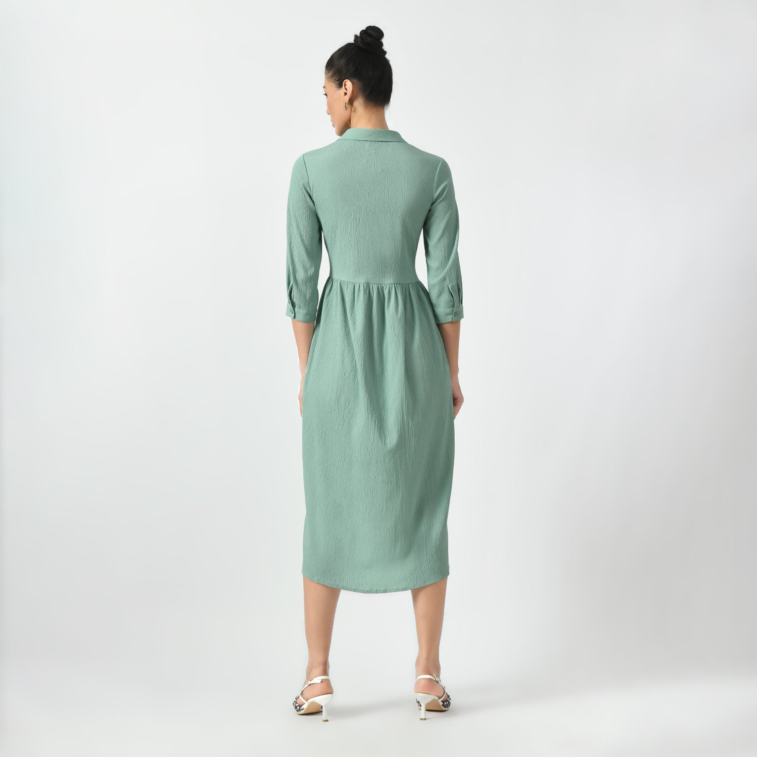 Light Green Texture Long Tunics for Women-5