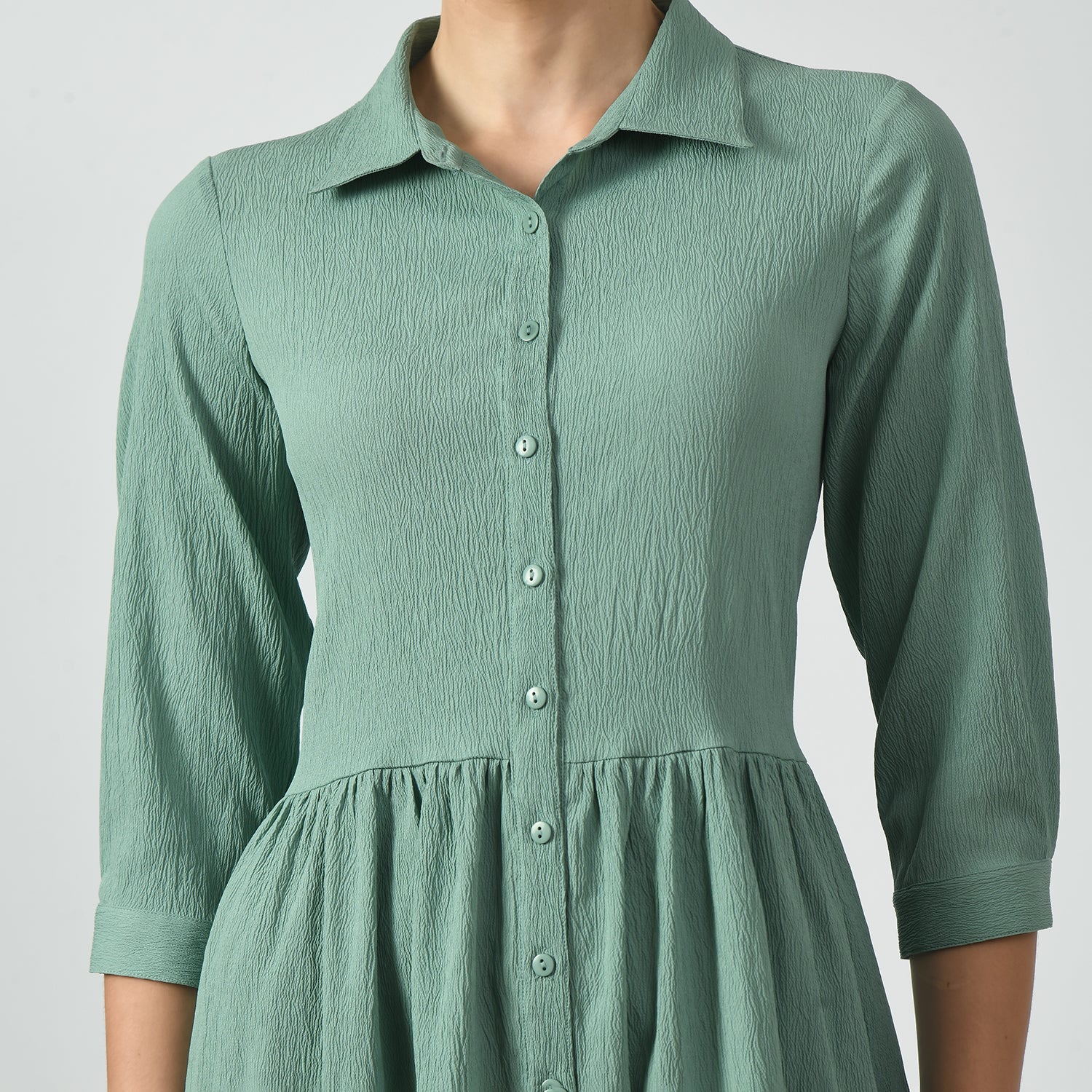 Light Green Texture Long Tunics for Women-4