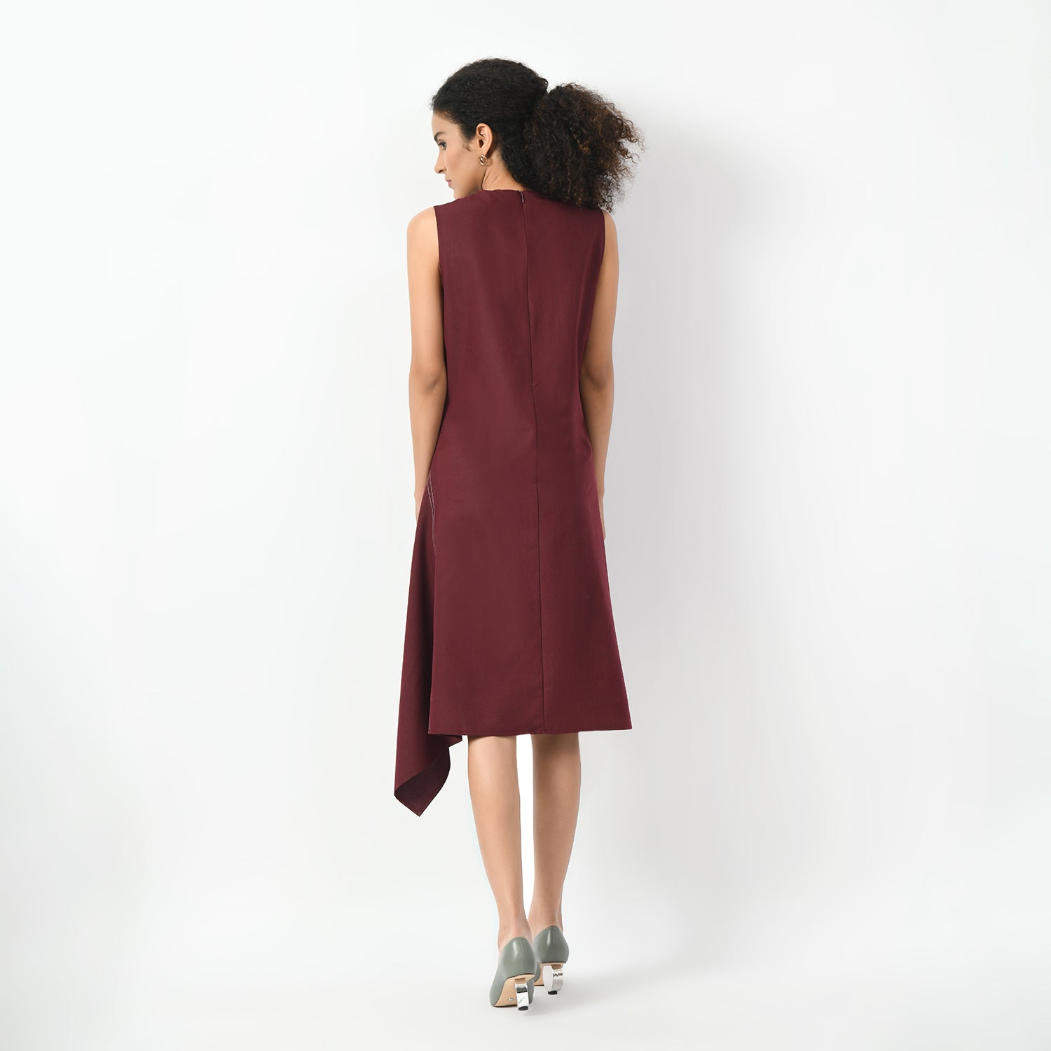 Maroon Asymetrical Dress, maroon dress, asymetrical dress, dress for women, stylish dress for women, one piece for women dress, office wear women