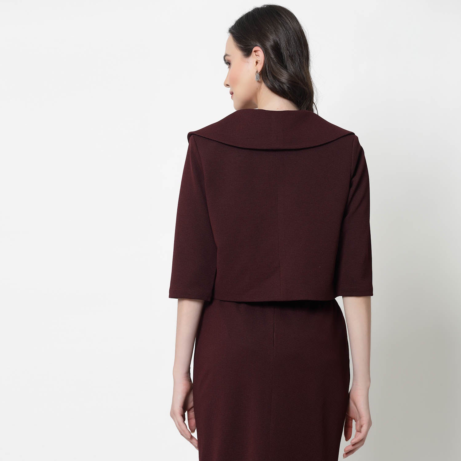 Maroon Collar Short Jacket -4