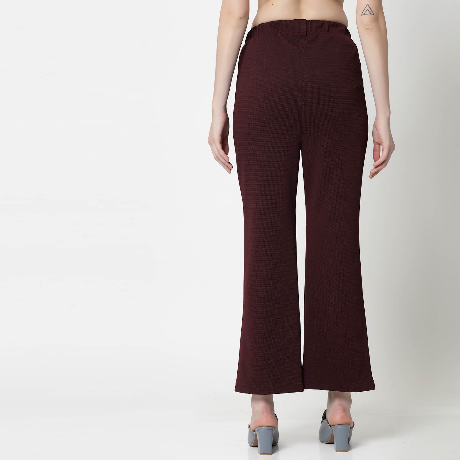 Maroon Lycra Bell Bottom Pant for Women-6