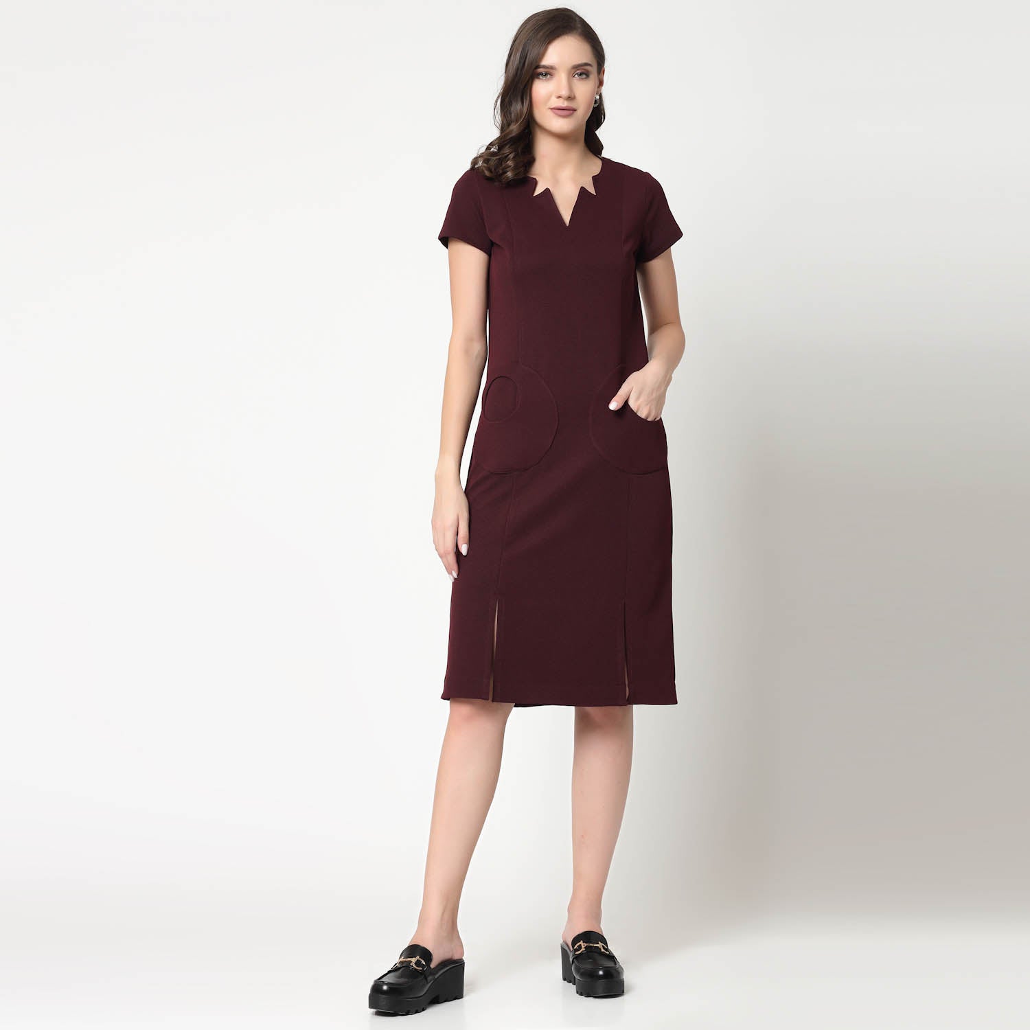 Buy Maroon Lycra Dresses for Women-4
