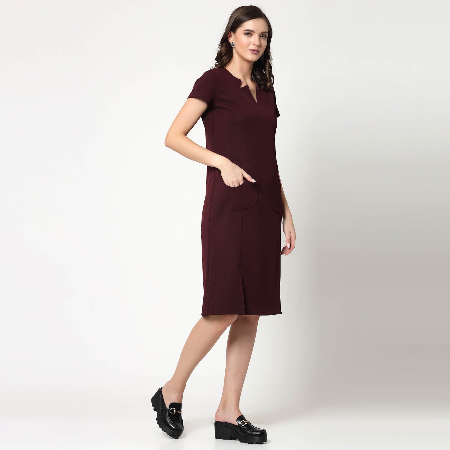 Buy Maroon Lycra Dresses for Women-2