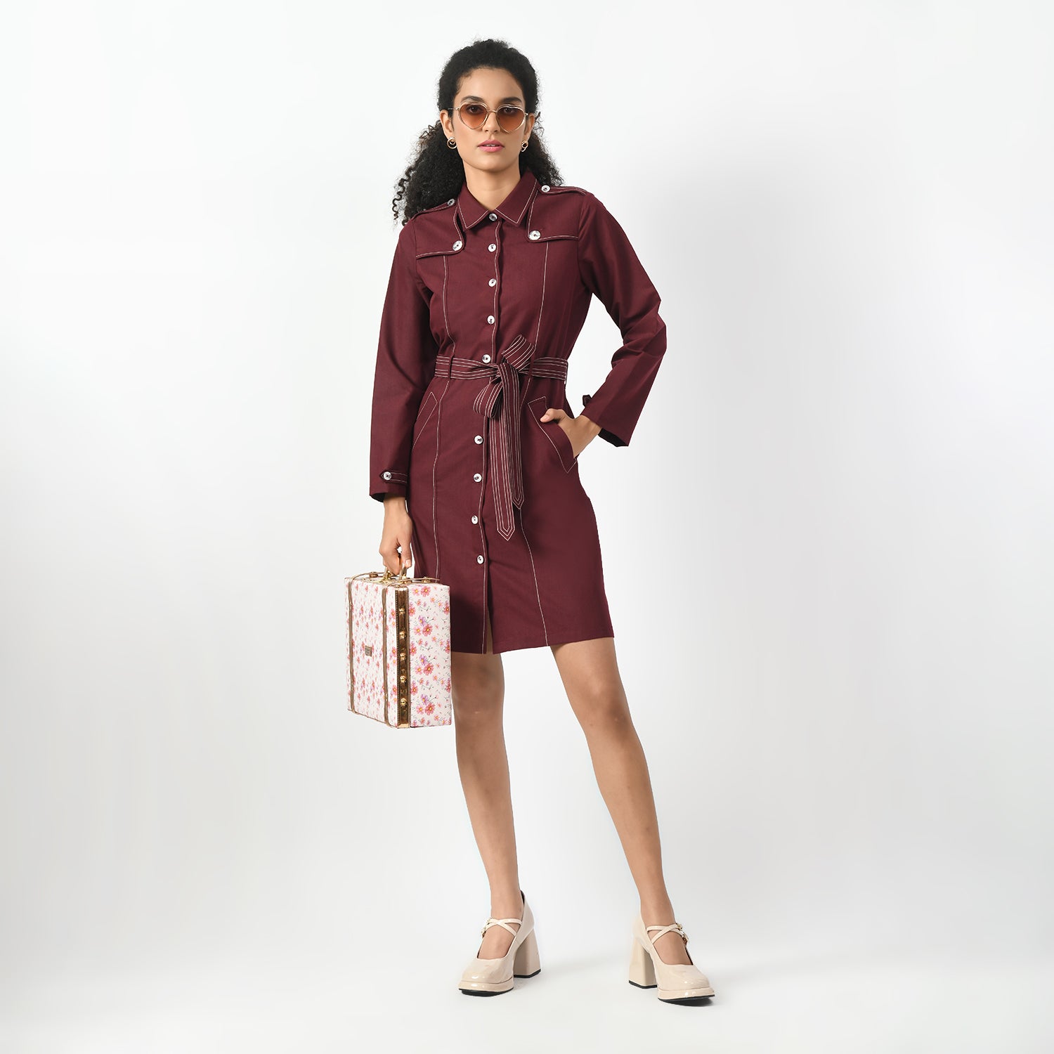 Maroon Trench Coat for Women