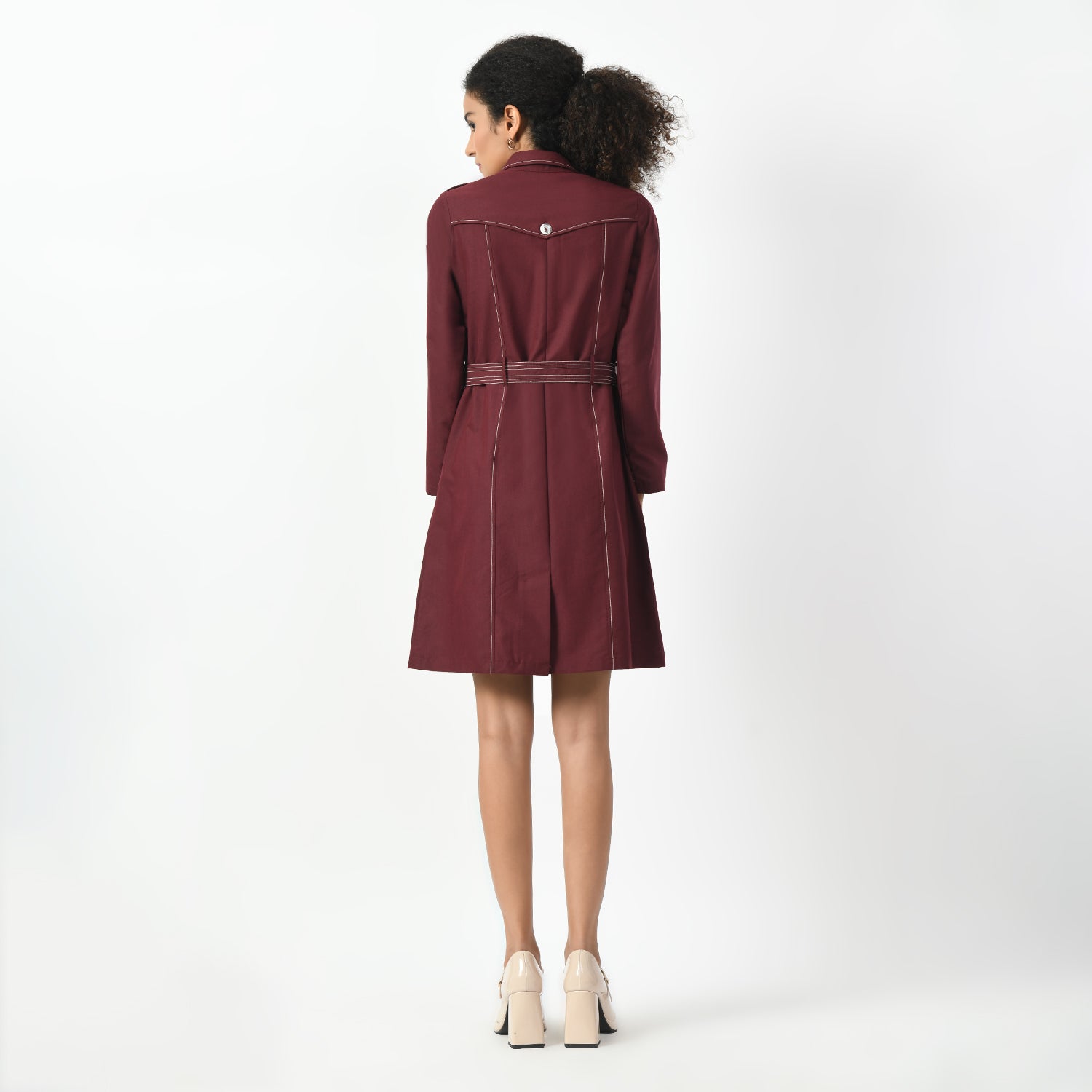 Maroon Trench Coat for Women -4