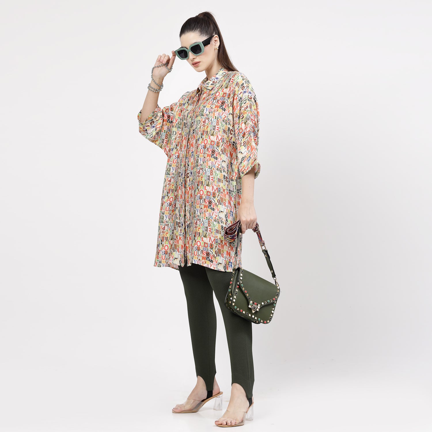 Multicolour Alphabet Print Long Shirt,womens formal shirts
cotton shirts for women
Ofiice shirts for women