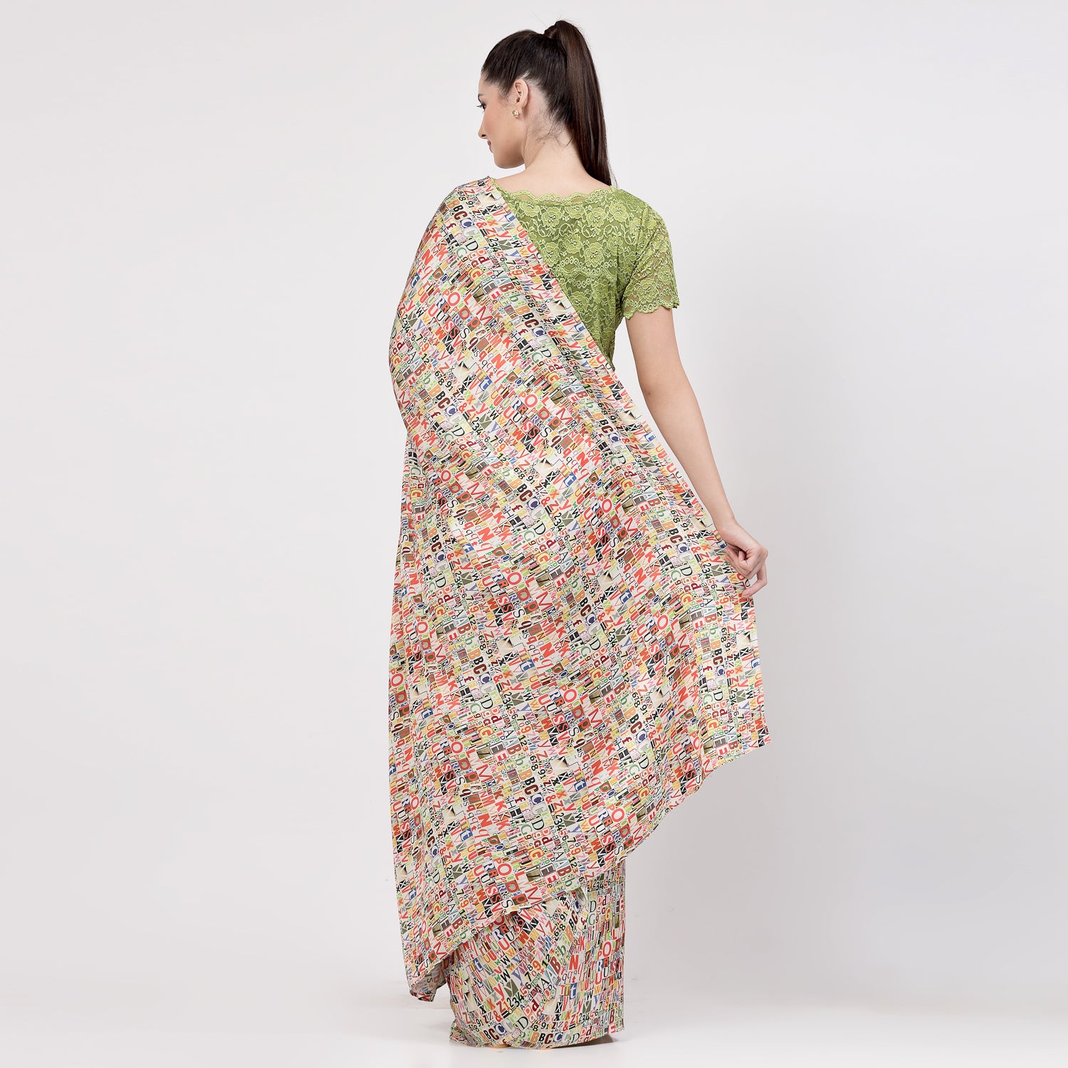 Multicolour Alphabet Print Saree,indian dresses for women
formal saree for women
designer sarees for women