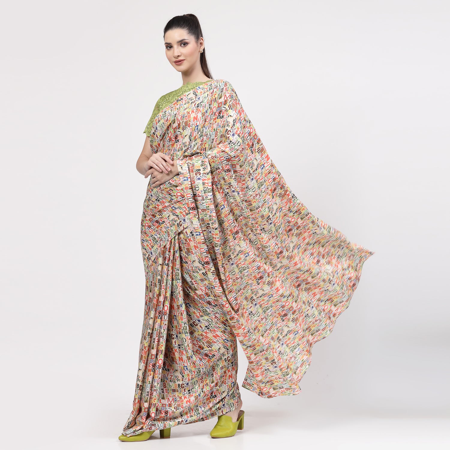 Multicolour Alphabet Print Saree,indian dresses for women
formal saree for women
designer sarees for women