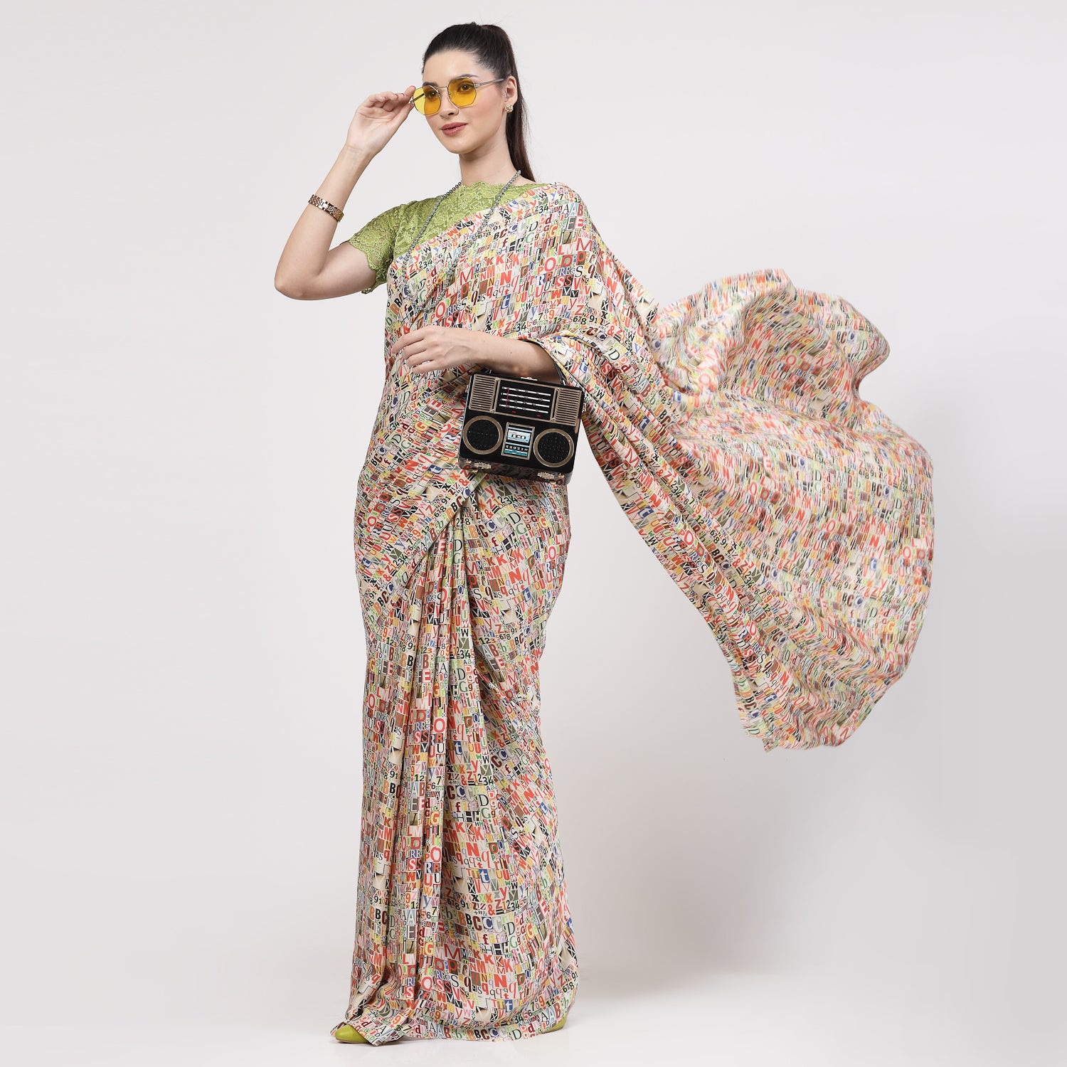 Multicolour Alphabet Print Saree,indian dresses for women
formal saree for women
designer sarees for women