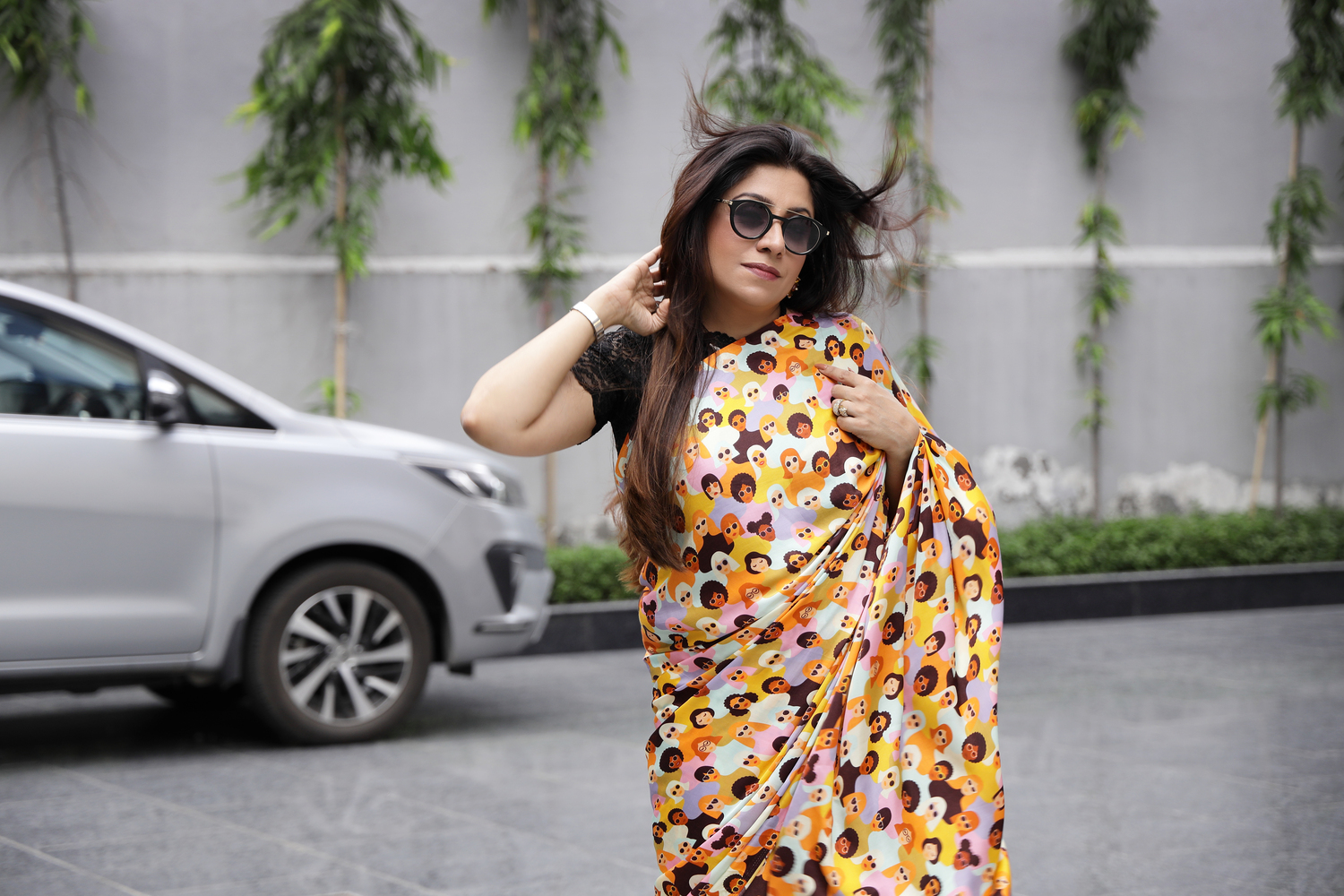 Multicolour Face Print Saree, Professional Sarees for Women: Traditional Workwear Elegance