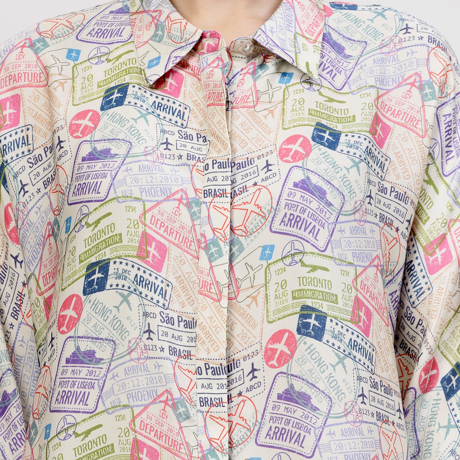 Multicolour Ticket Print Long Shirt,womens formal shirts
cotton shirts for women
Ofiice shirts for women