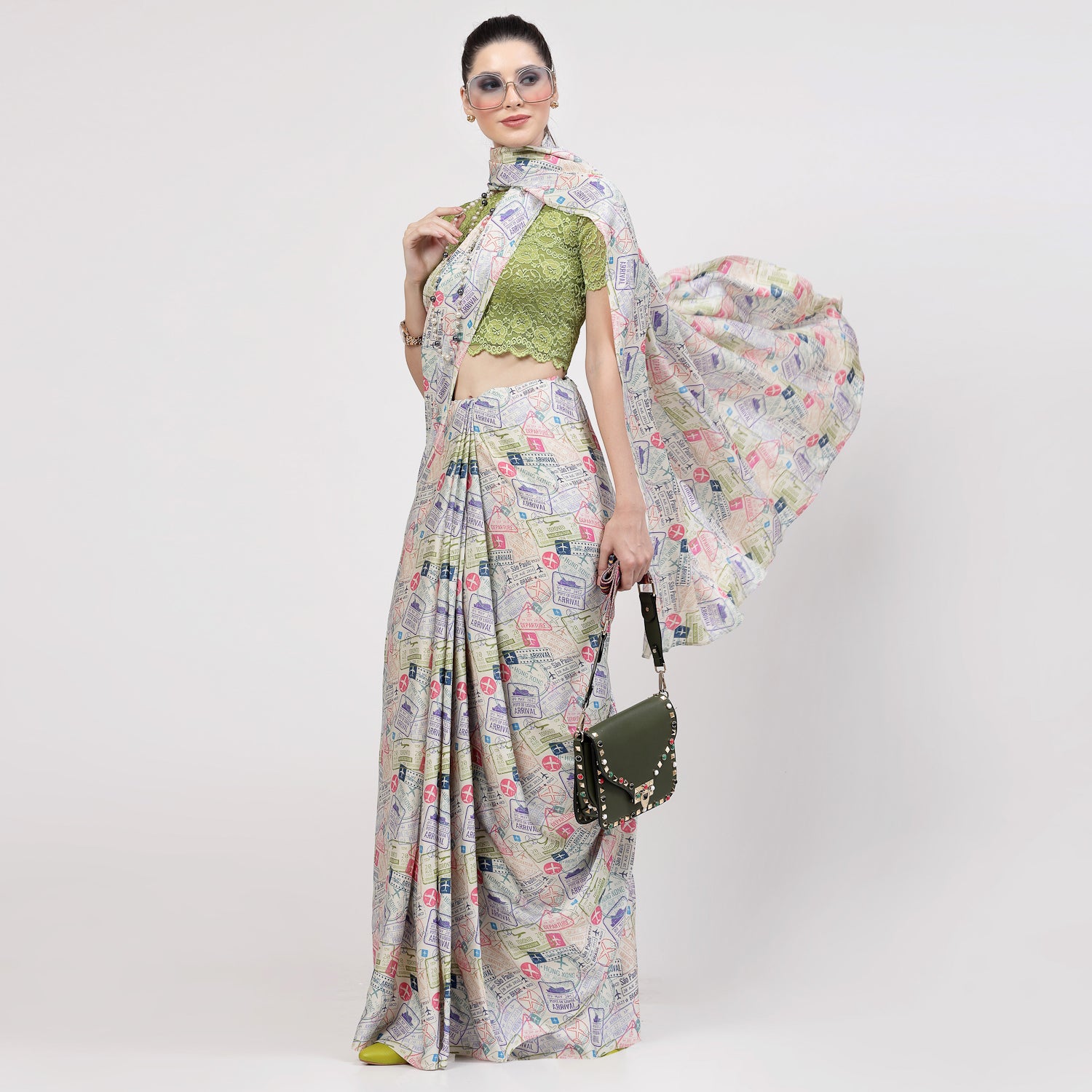 Multicolour Ticket Print Saree,indian dresses for women
formal saree for women
designer sarees for women