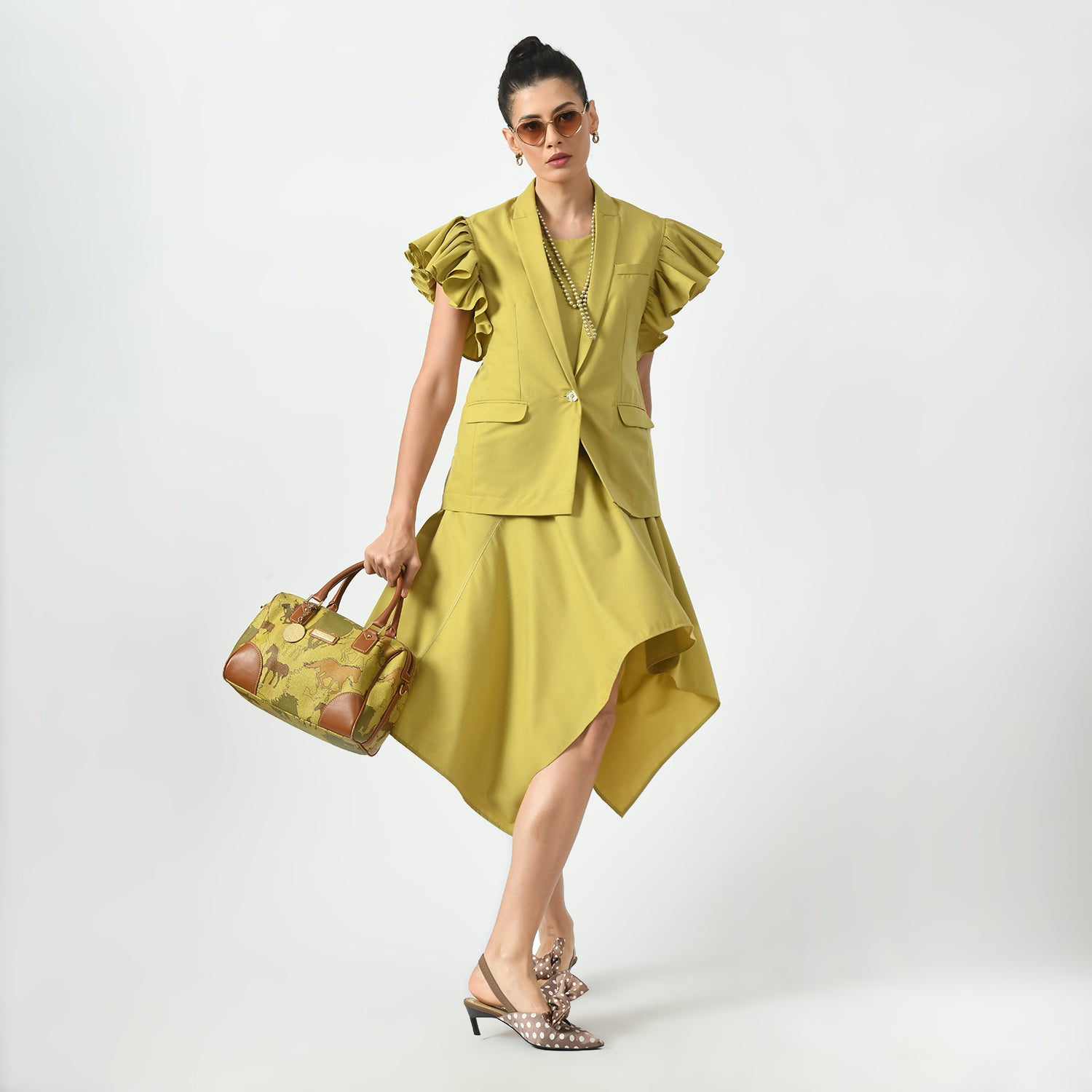 Mustard Asymetrical Dress, mustard dress, asymetrical dress, dress for women, stylish dress for women, one piece for women dress, office wear women