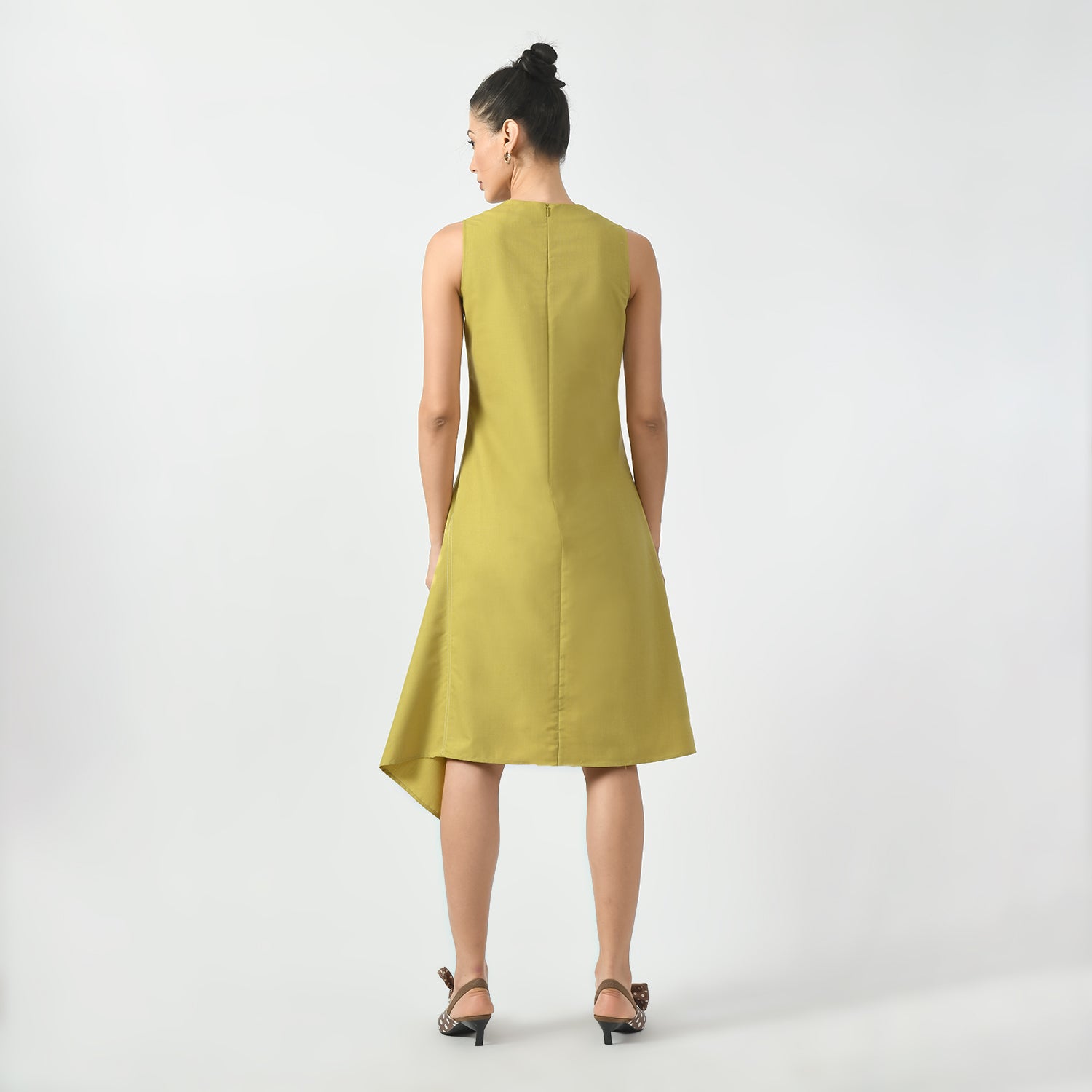 Mustard Asymetrical Dress, mustard dress, asymetrical dress, dress for women, stylish dress for women, one piece for women dress, office wear women
