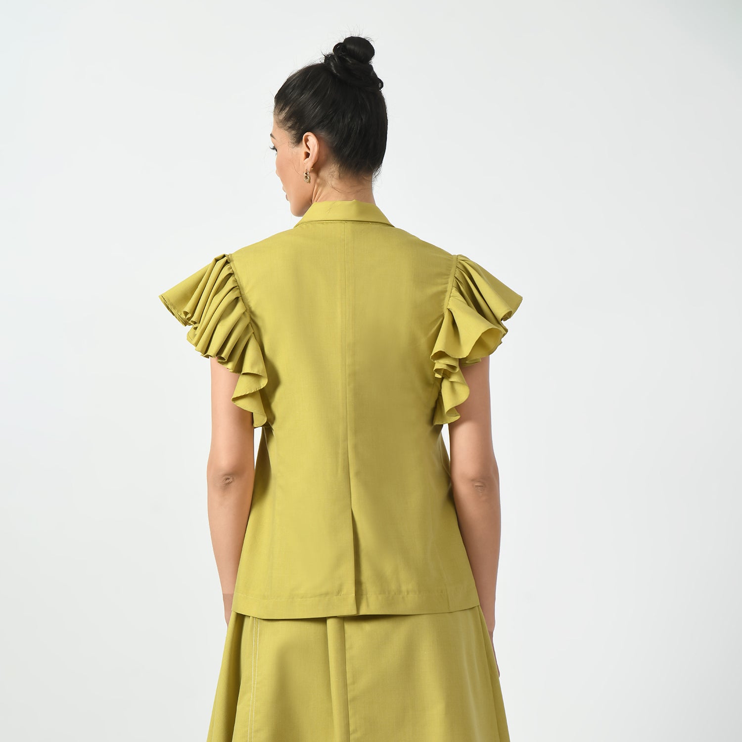 Mustard Jacket with Frill Sleeves-4