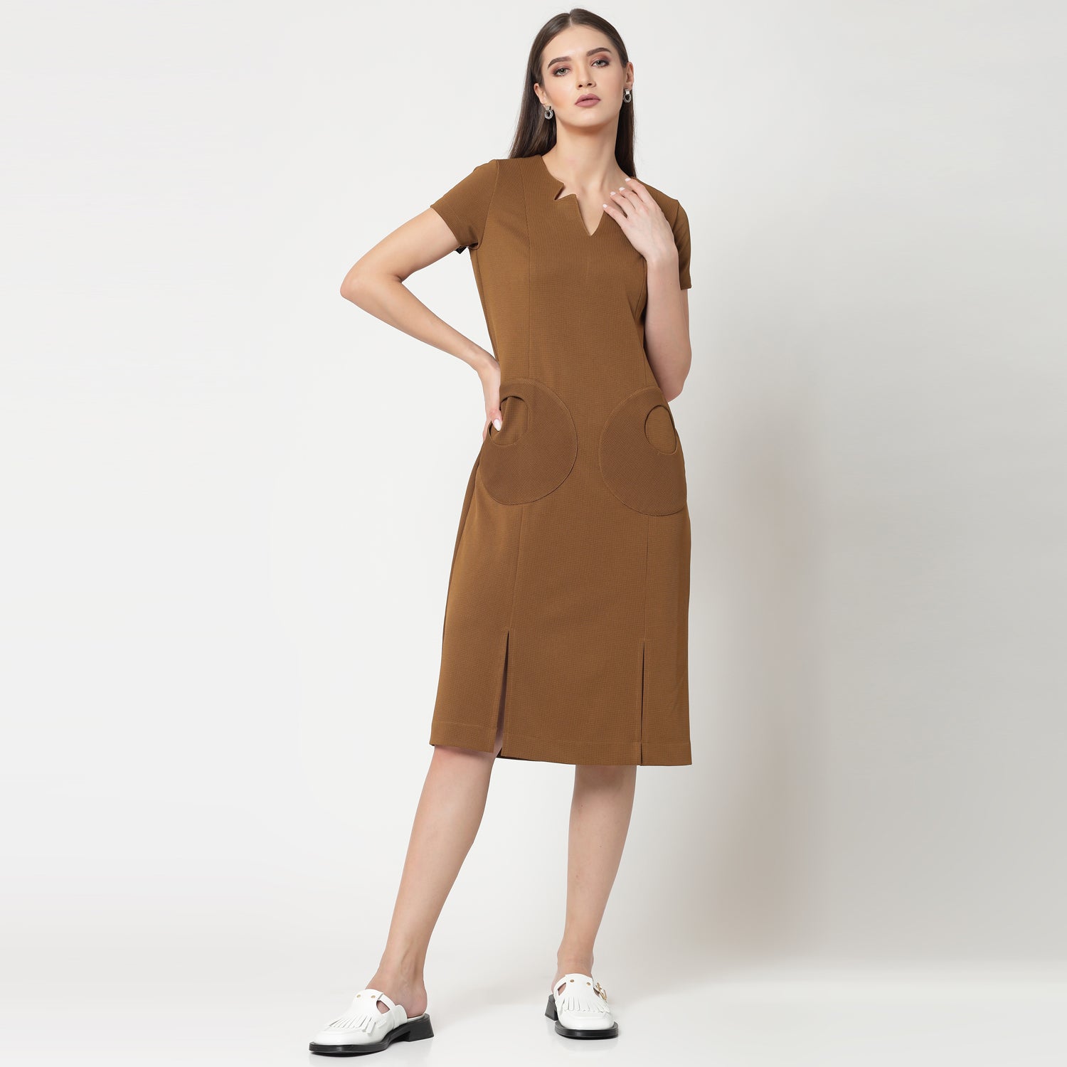 Buy Mustard Lycra Dresses for Women-5